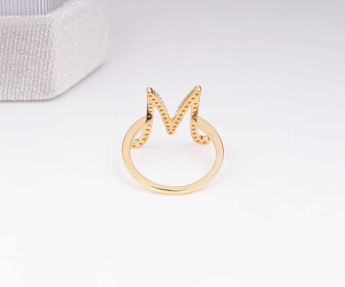 Initial Pavé M-Shaped Lab Grown Diamond Anniversary Ring