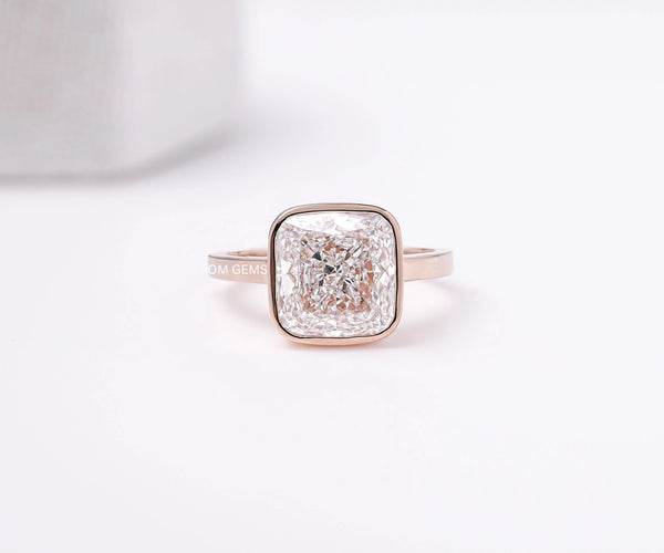 Solitaire Old Mine Cushion Shape Lab Diamond Anniversary Ring