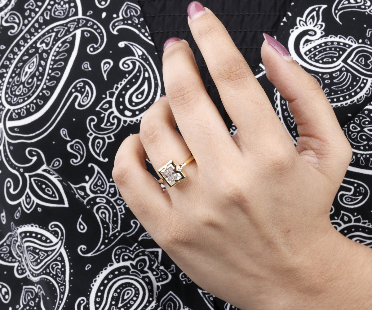 Custom K-Shaped Lab Grown Diamond Stackable Ring