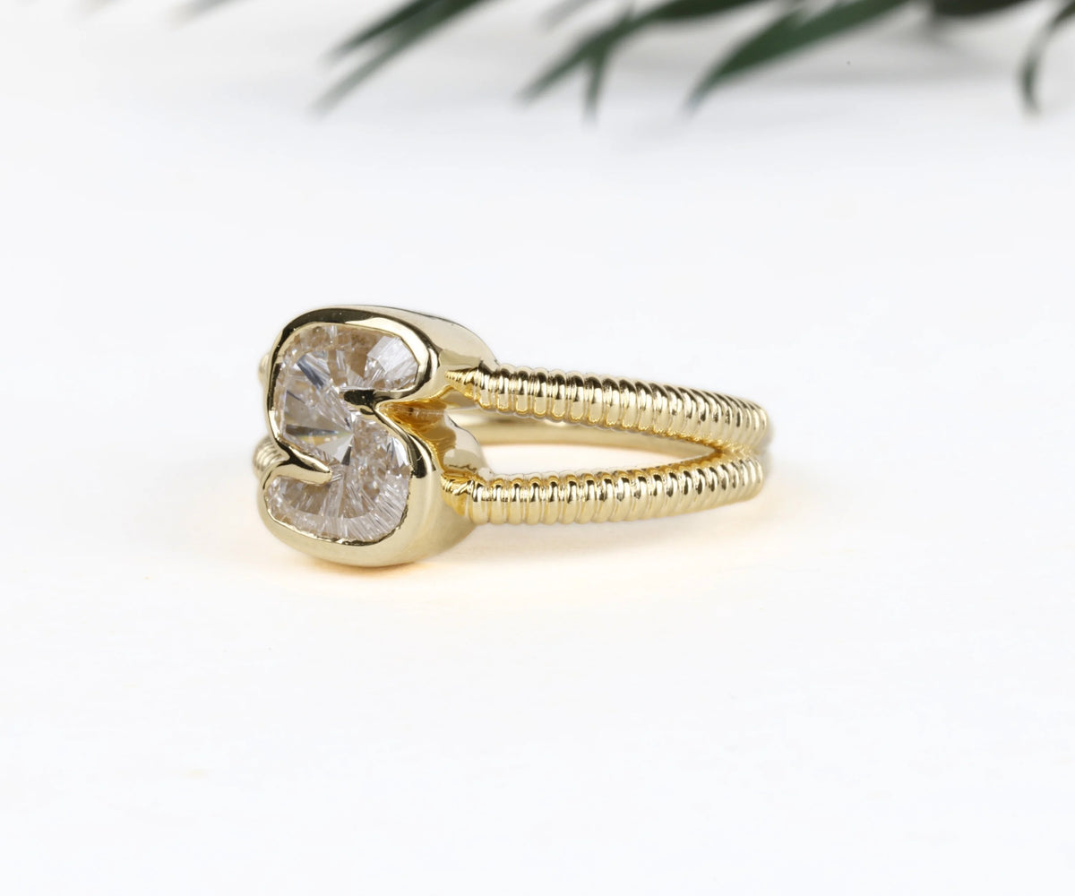 Custom S-Shaped Lab Grown Diamond Stackable Ring