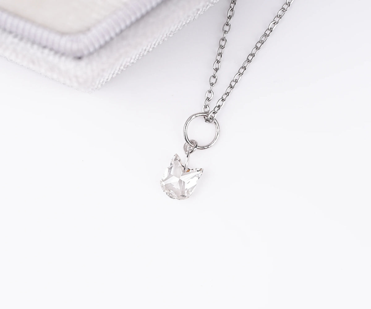Cat Face Cut Lab Grown Diamond Drop Pendant