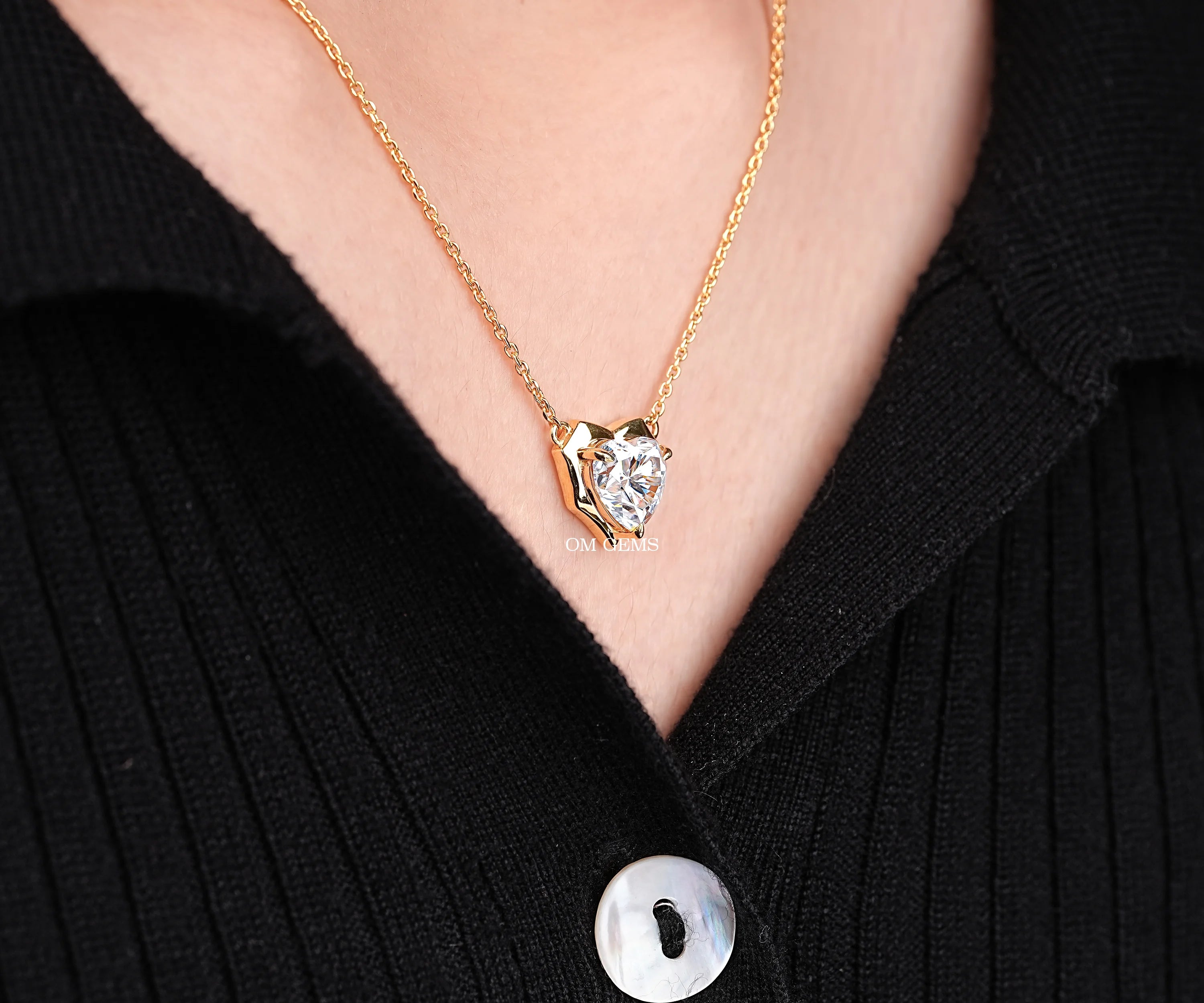 Heart Shape Lab Bezel With Claw Prong Set Diamond Pendant
