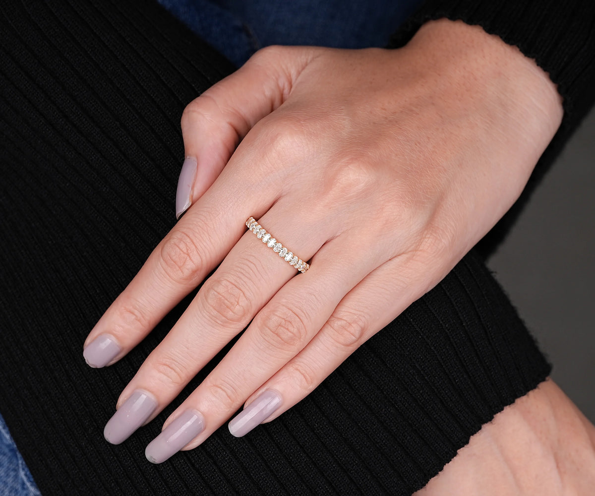 Half Eternity Oval Shape Gemstone Wedding Band