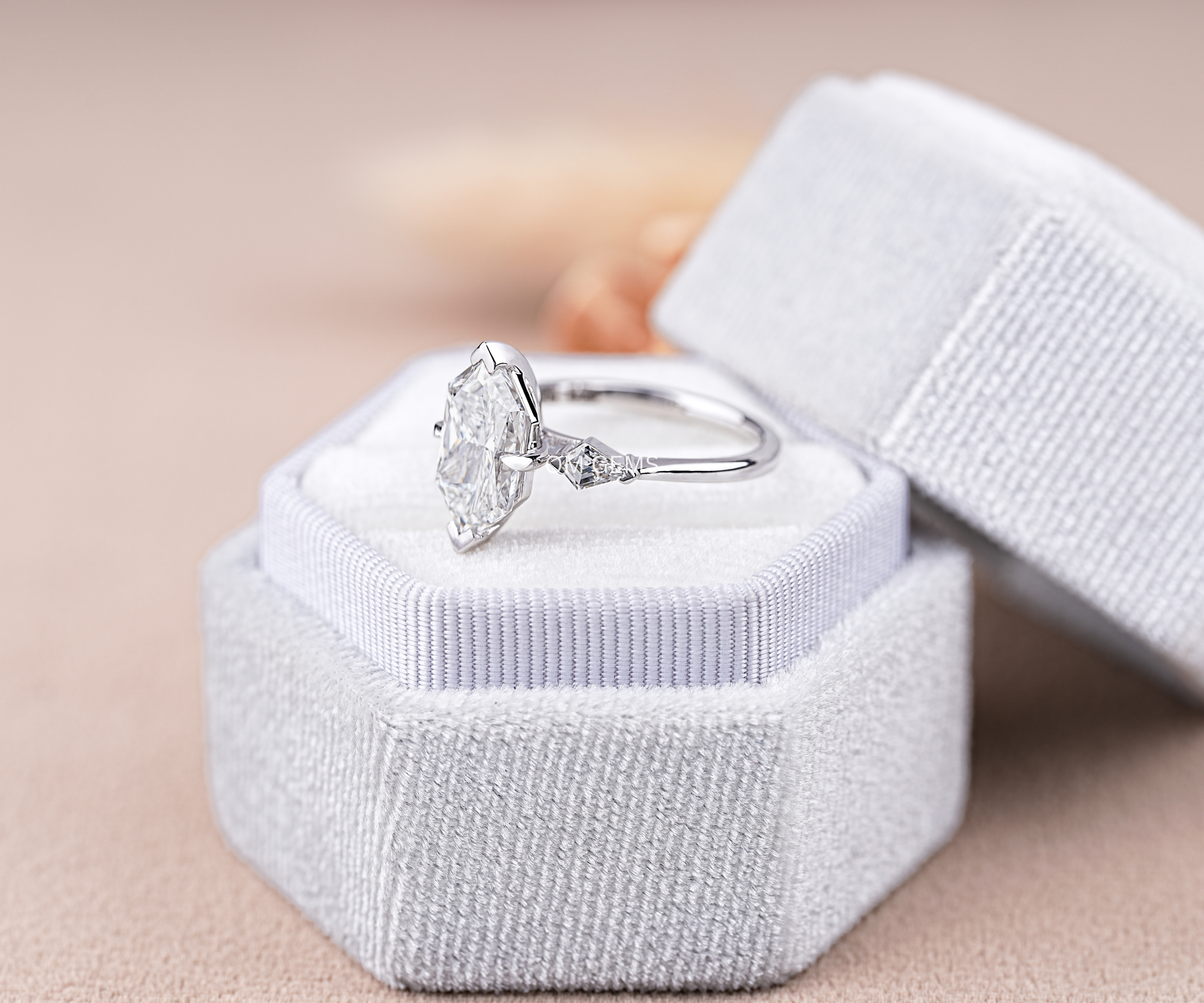 Lab Grown Dutch Marquise Diamond Three Stone Ring