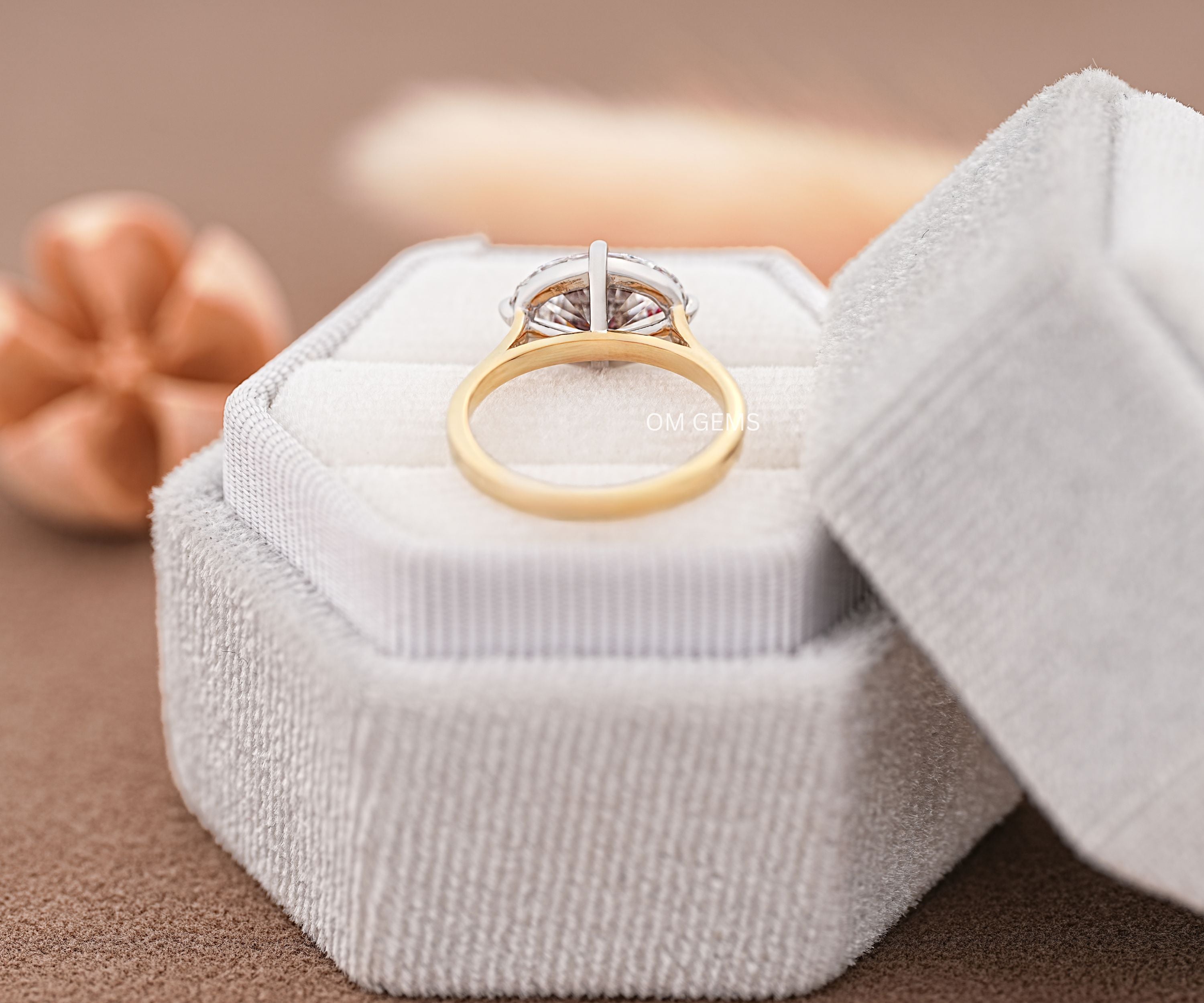 18k Yellow Gold Lab Grow East West Oval Diamond Solitaire Ring