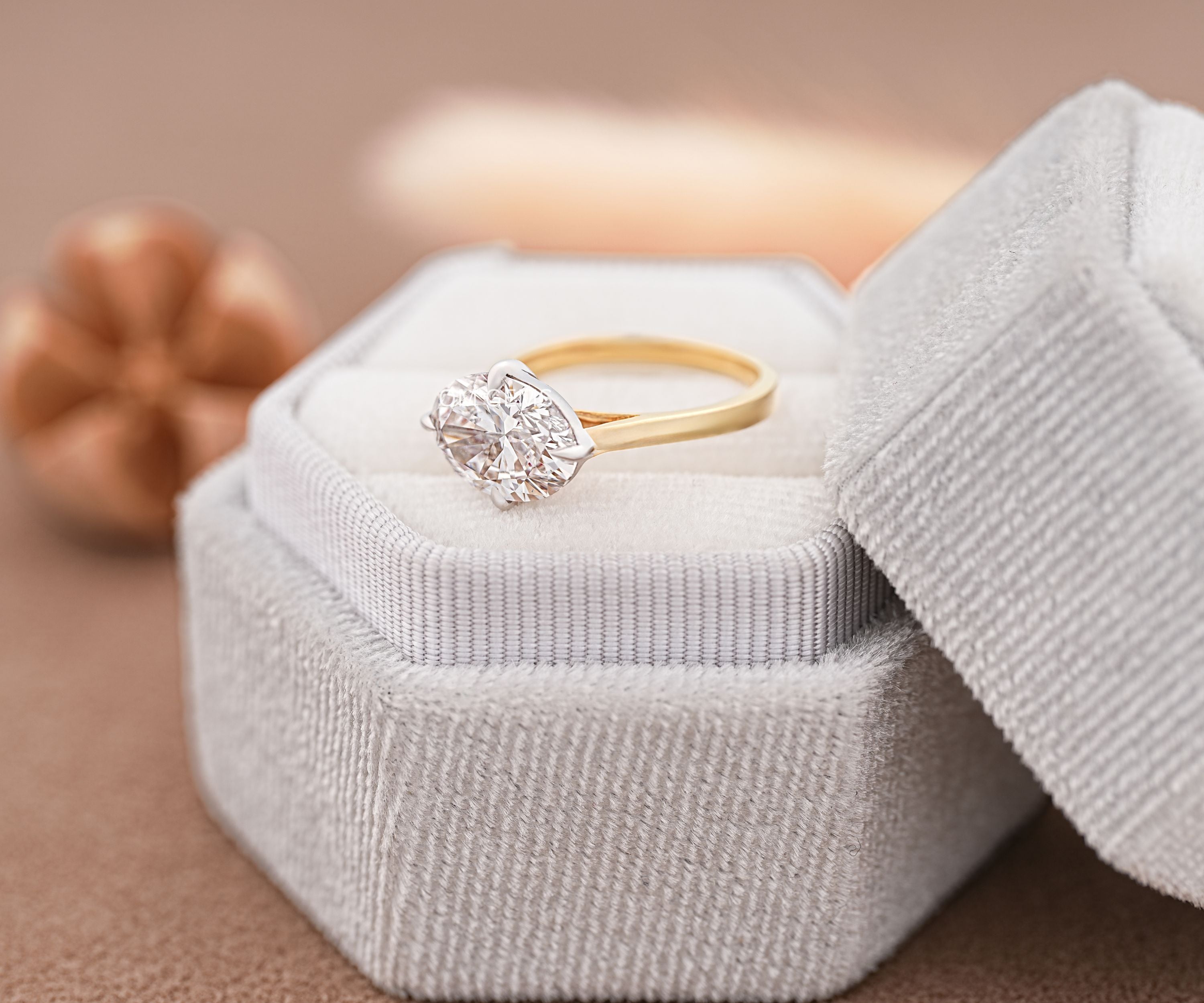 East West Oval Lab Grown Diamond Solitaire Ring
