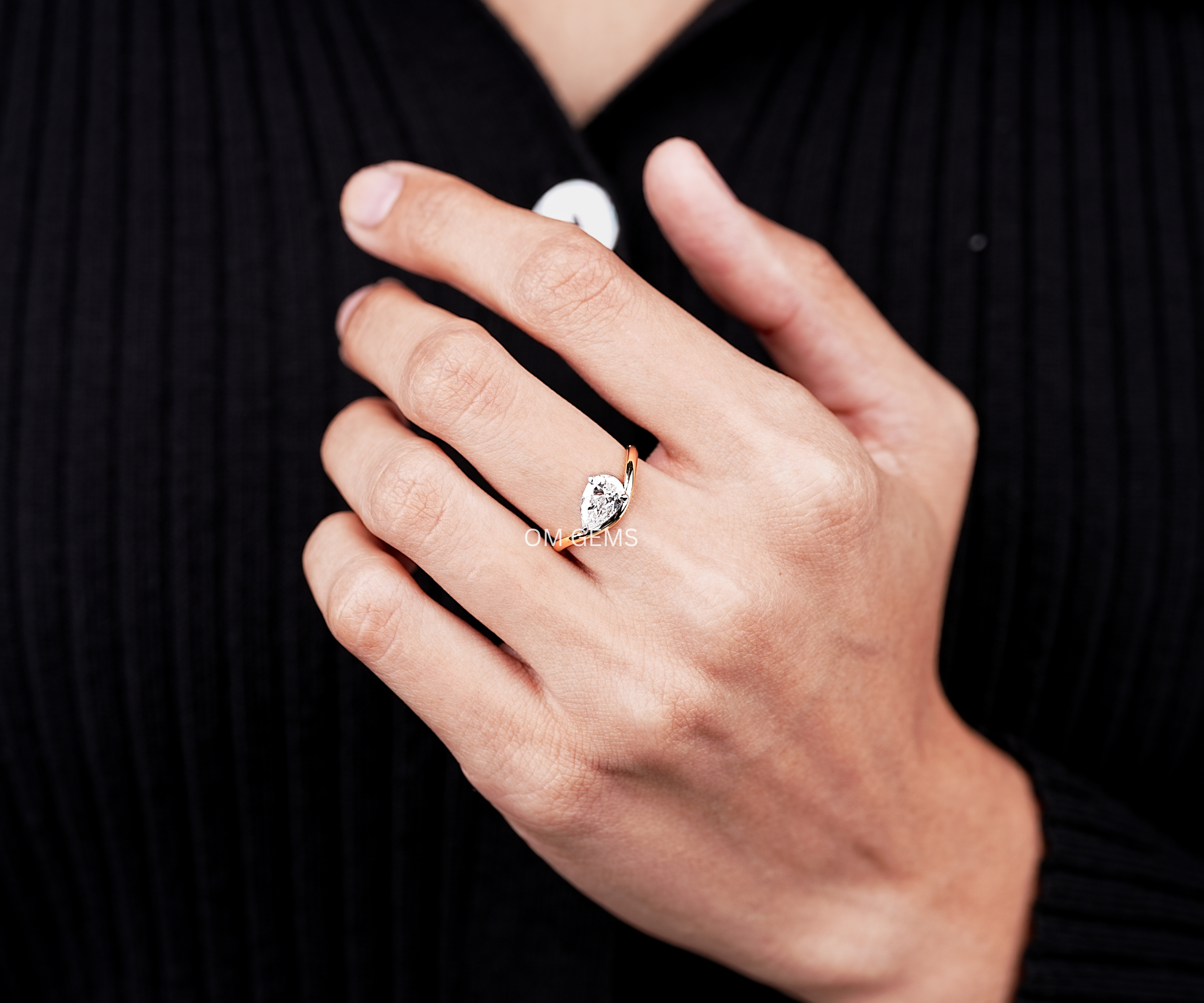 Solitaire East-West Pear Shaped Lab Grown Diamond Engagement Ring