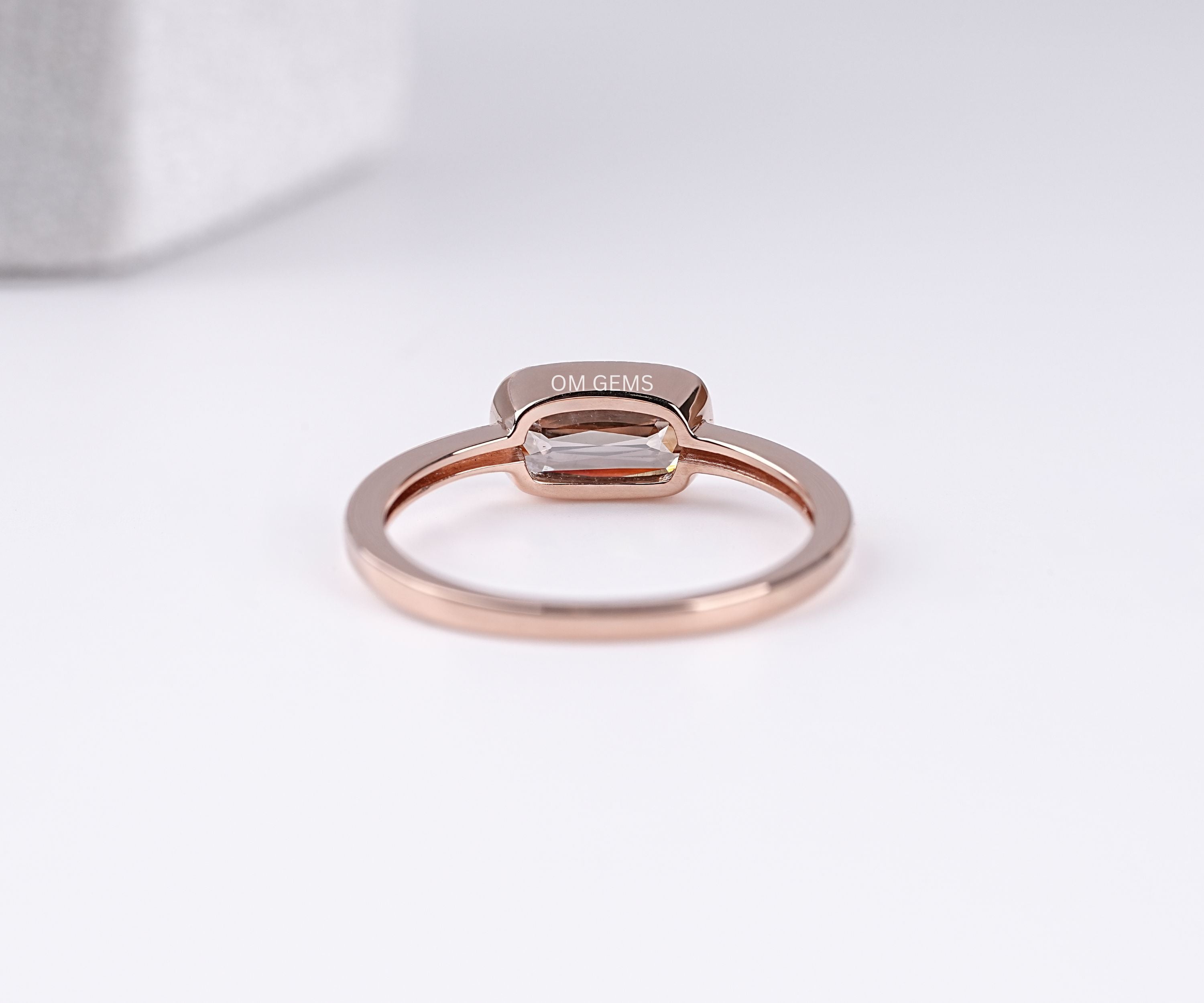 18k Rose Gold Lab Grown East West Ashoka Cut Diamond Ring
