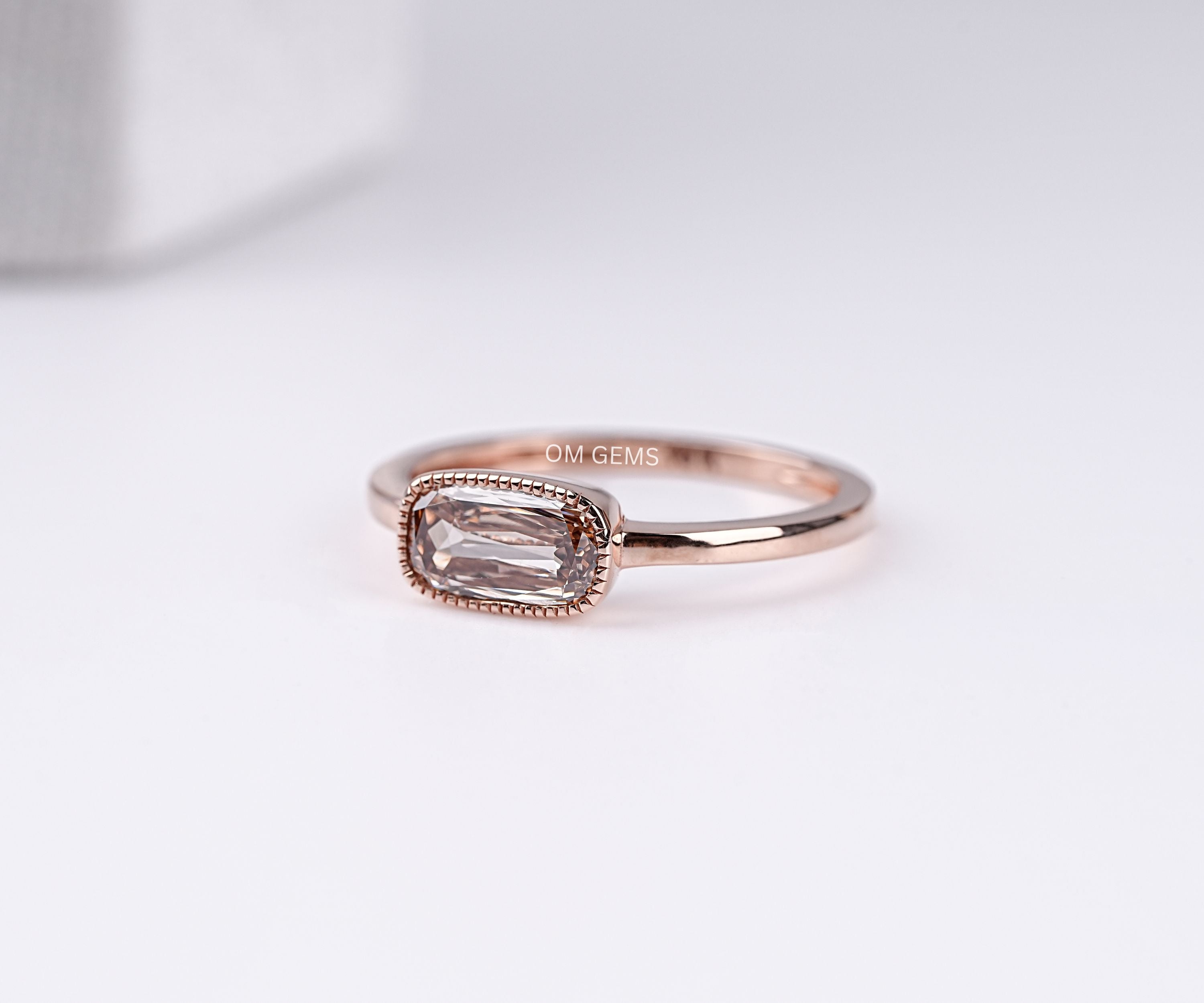Lab Grown East West Ashoka Cut Diamond Ring In Rose Gold