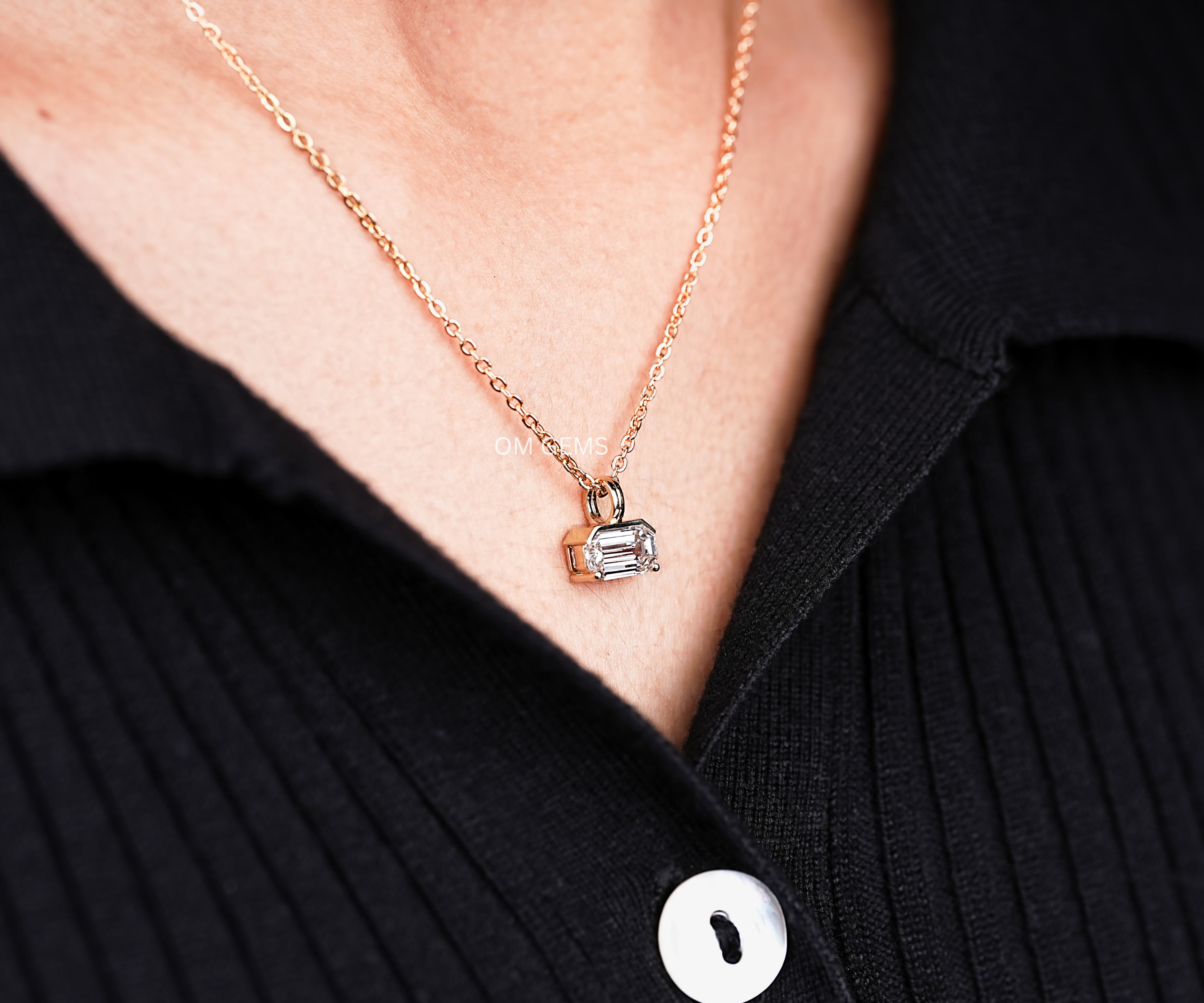 Emerald Cut Lab Grown Diamond Solitaire Pendant