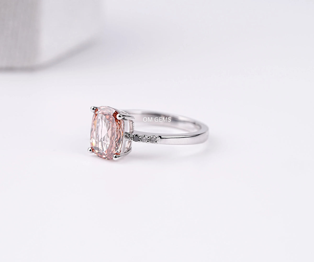 Champagne Cushion Solitaire Diamond Engagement Ring
