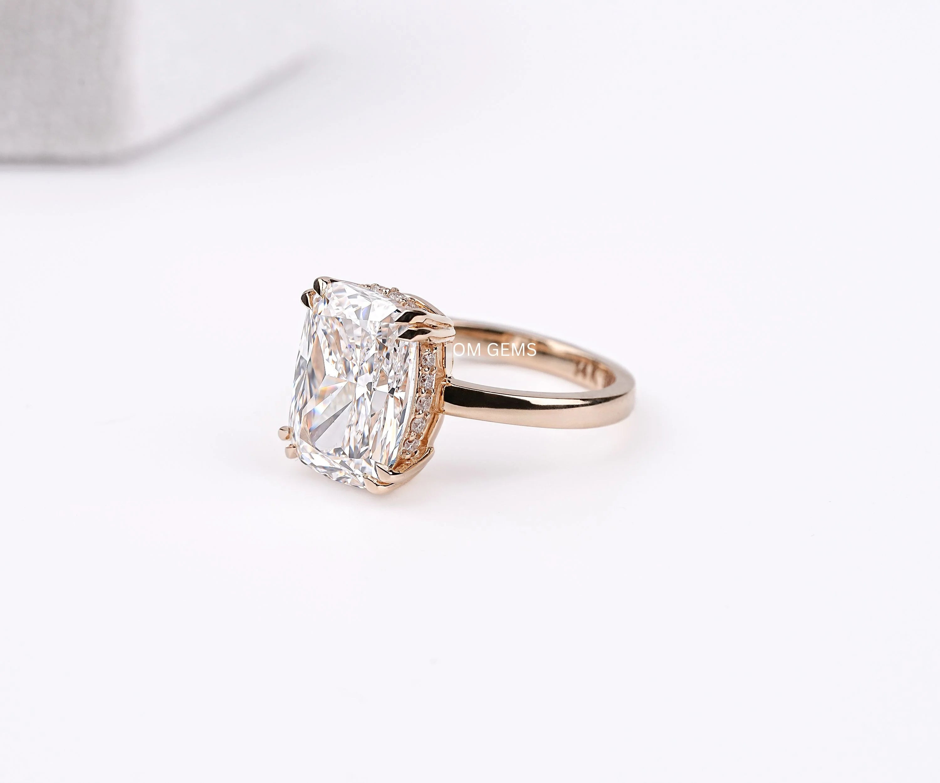 Elongated Cushion Cut Lab Diamond Engagement Ring