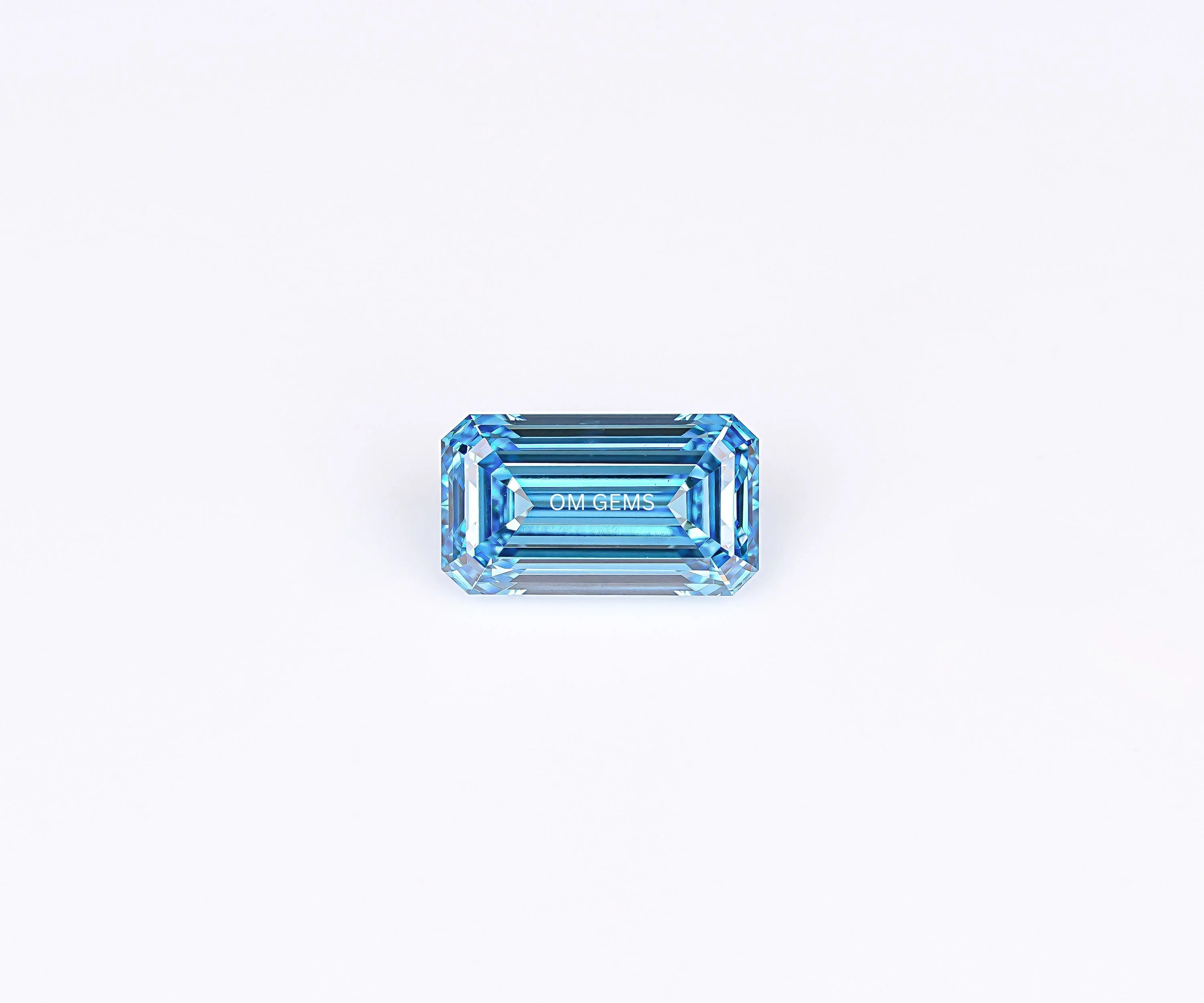 Elongated Emerald Cut Blue Lab Grown Diamond
