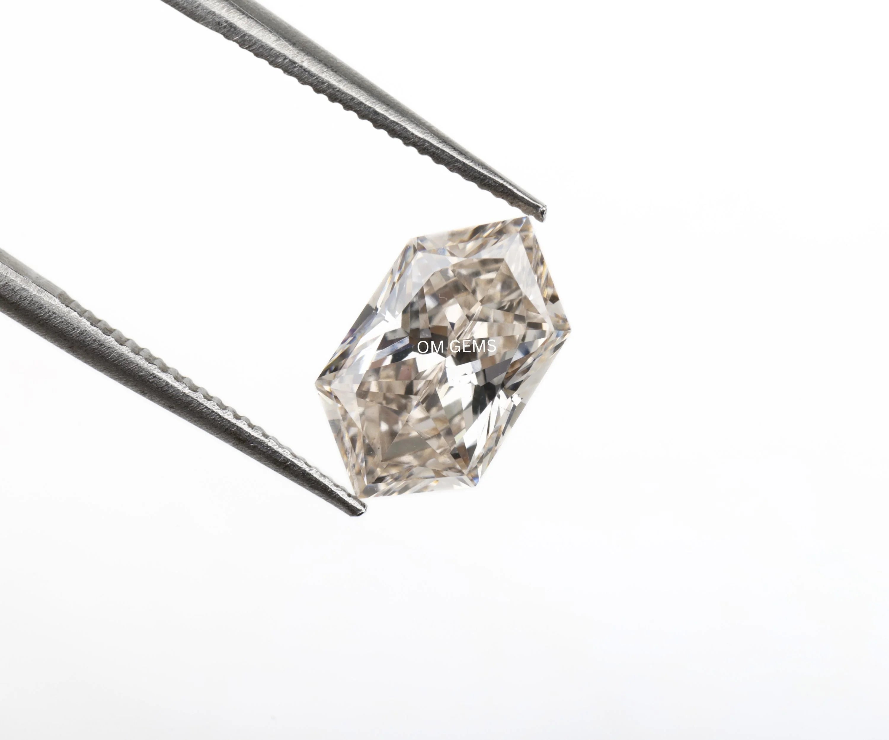 Elongated Hexagon Cut Champagne Lab Diamond