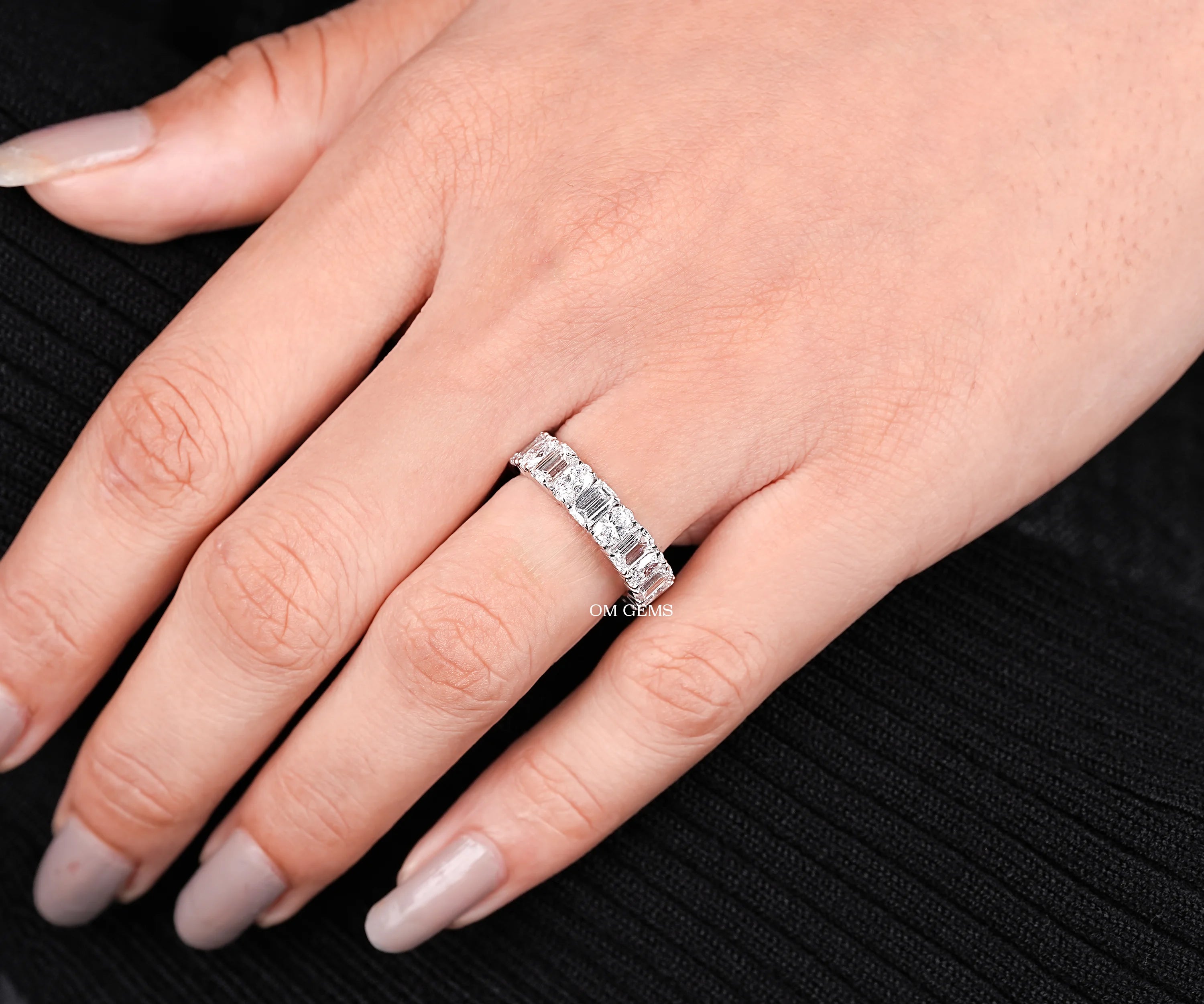 Oval & Emerald Cut Lab Diamond Full Eternity Band