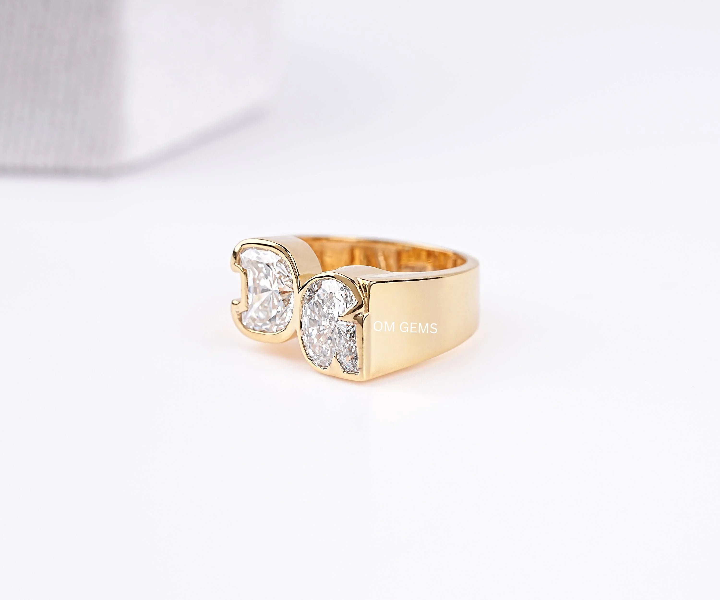 Fancy Alphabet Cut Initial Diamond Two Letter Ring
