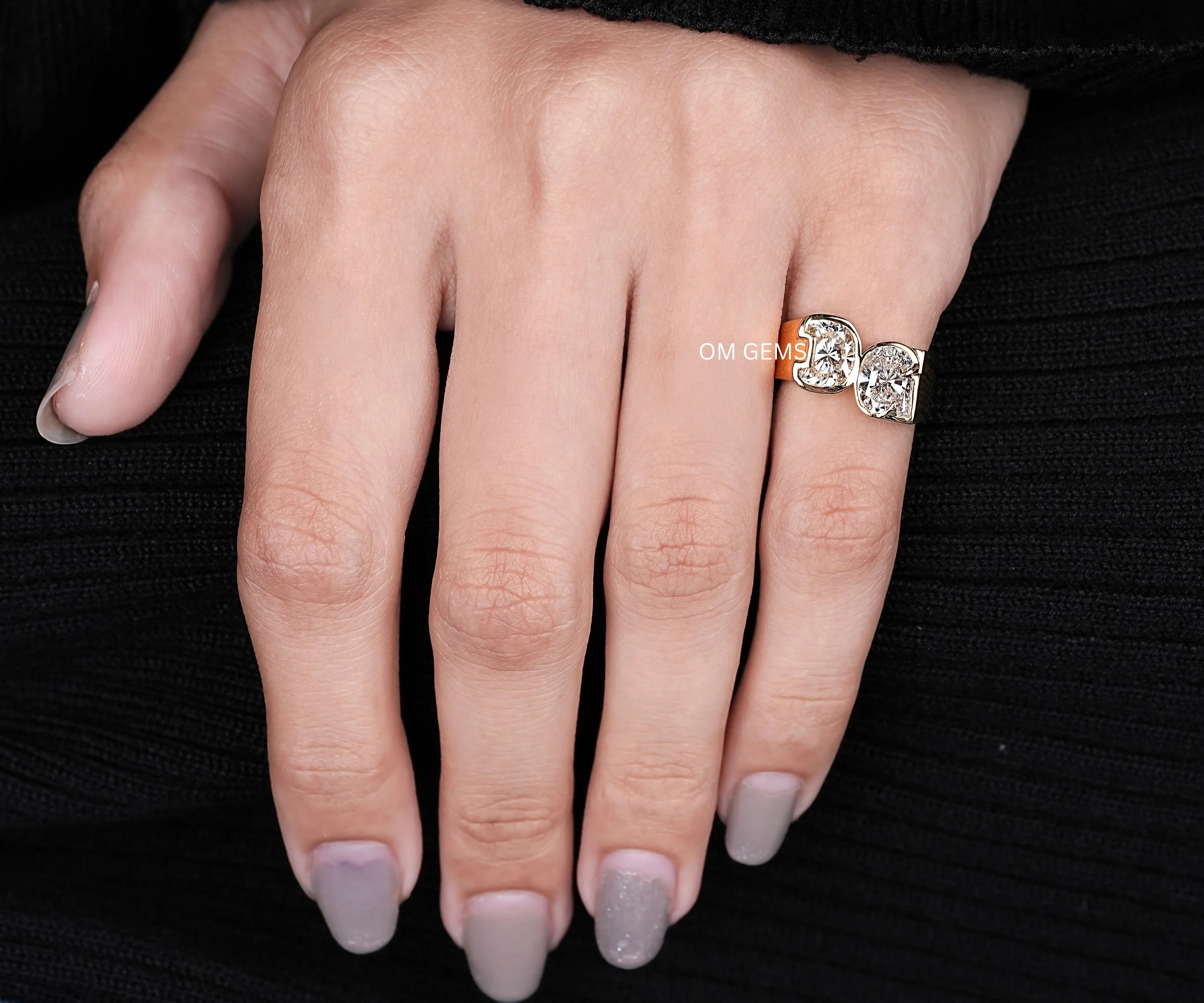Fancy Alphabet Cut Initial Diamond Two Letter Ring