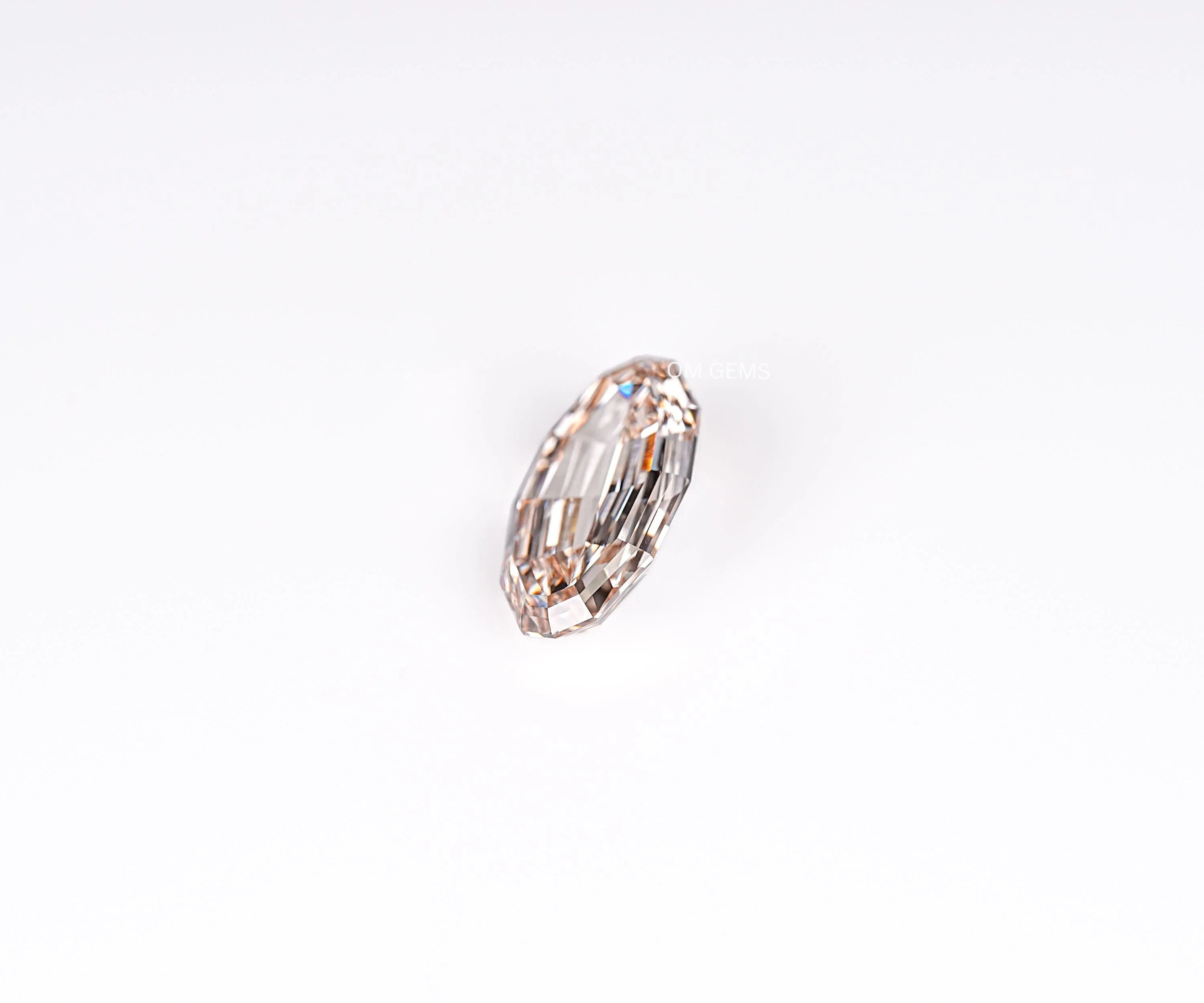 Fancy Champagne Step Cut Oval Lab Loose Diamond