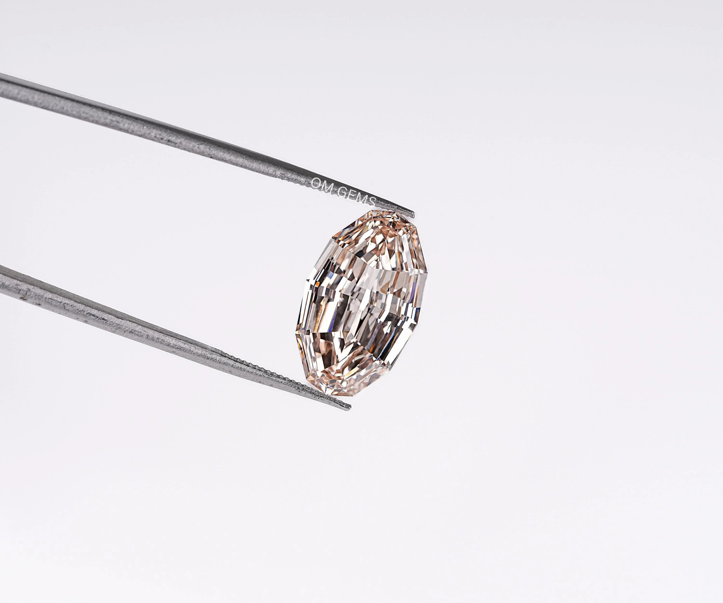 Fancy Champagne Step Cut Oval Lab Loose Diamond