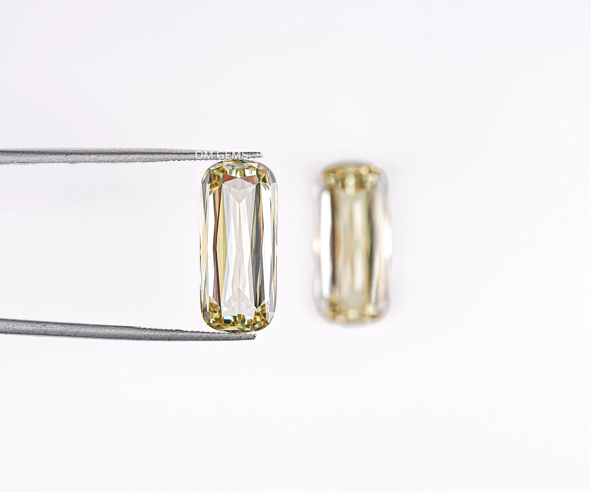 10.42 Carat Fancy Yellow Ashoka Criss Cut Lab Created Matched Diamond Pair