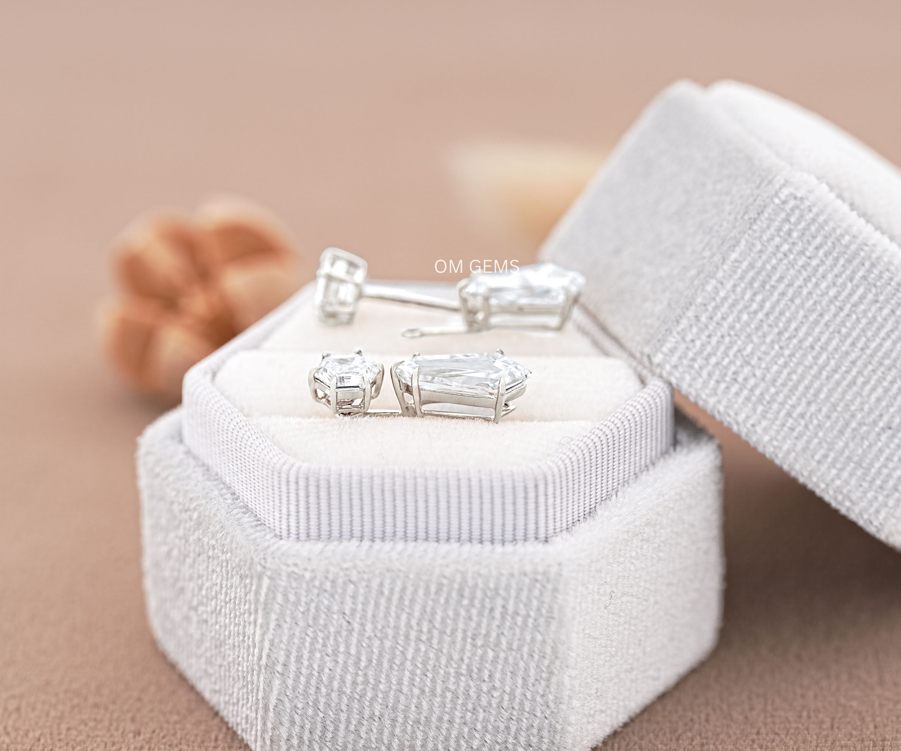 Lab Grown Hexagon And Shield Cut Diamond Earrings