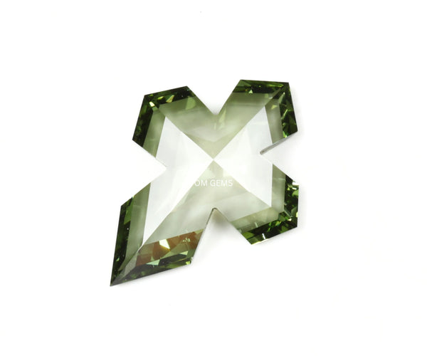 3.42 Carat Christ Cross Cut Lab Grown CVD Diamond Fancy Green Color VVS Clarity