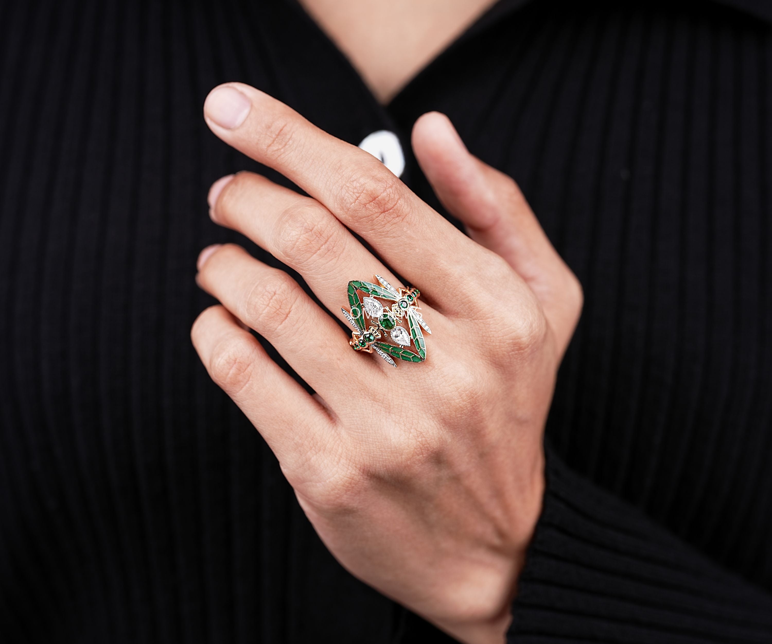 Dragonfly Enamel Vintage Ring