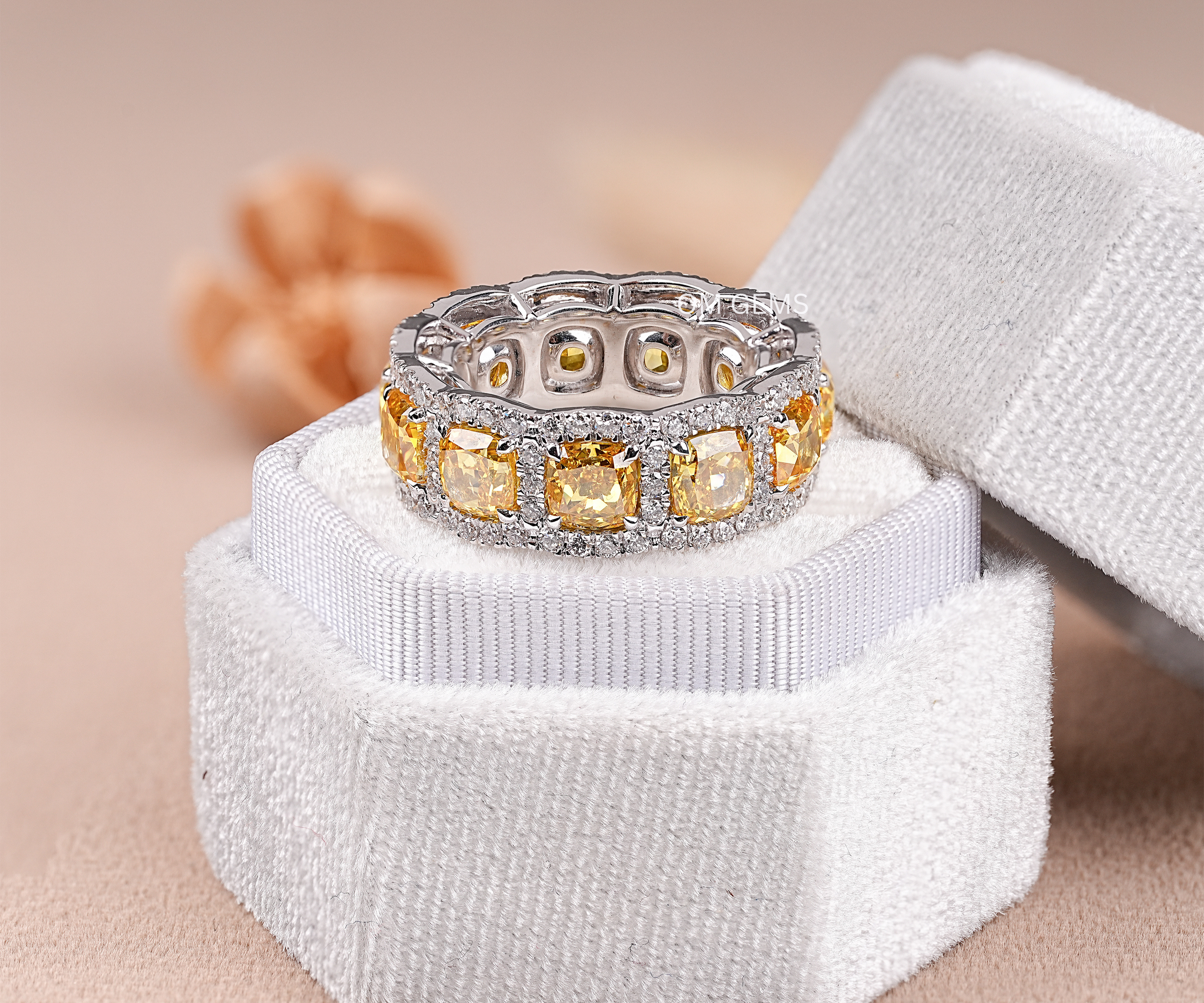 Yellow Cushion Lab Diamond Eternity Band