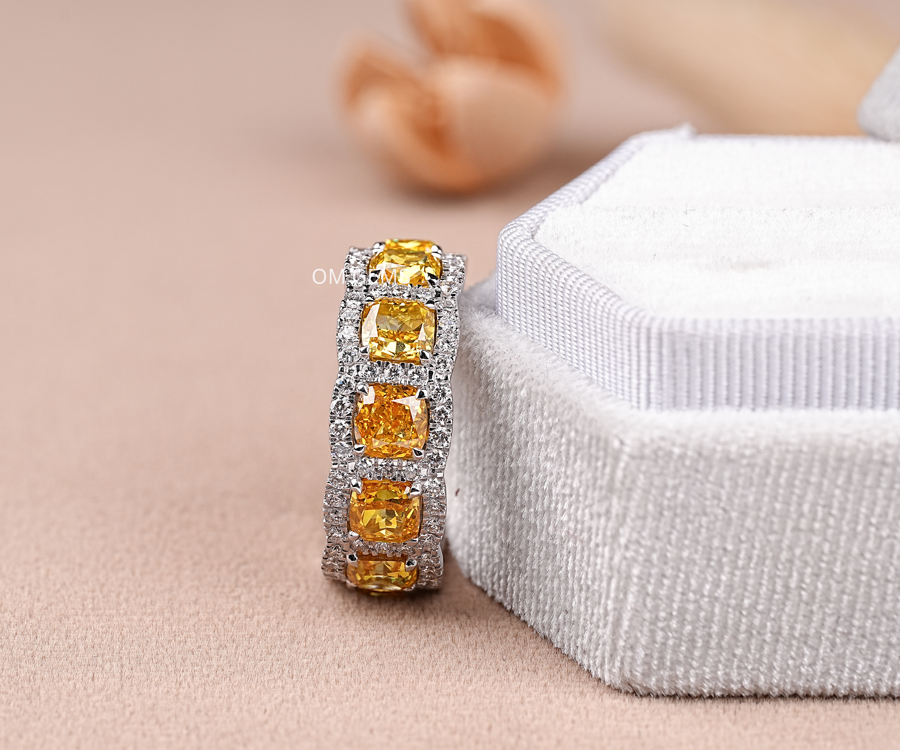 Yellow Cushion Lab Diamond Eternity Band