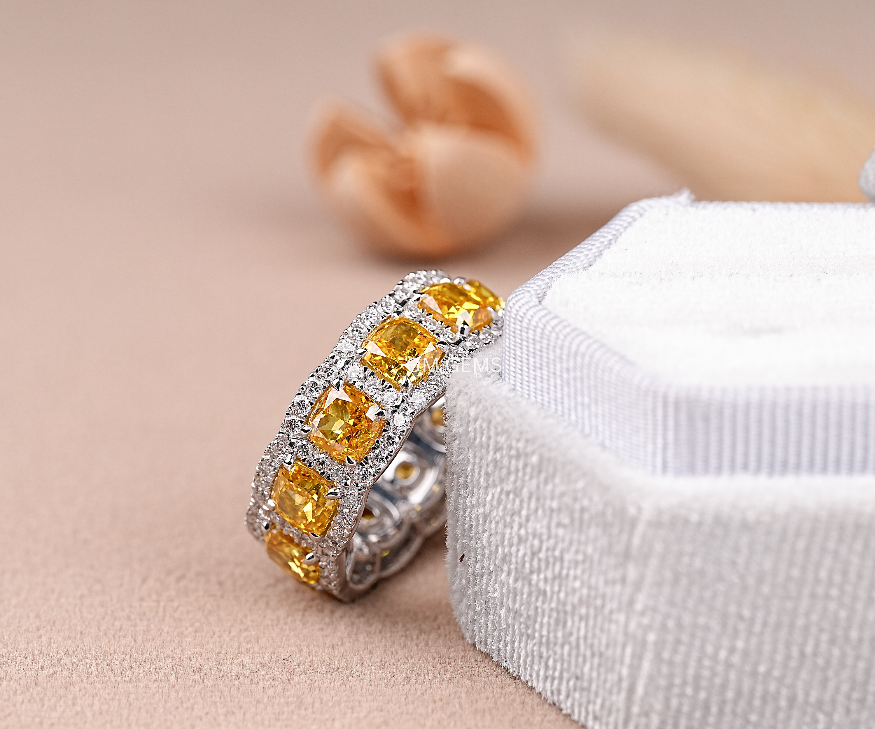 Yellow Cushion Lab Diamond Eternity Band