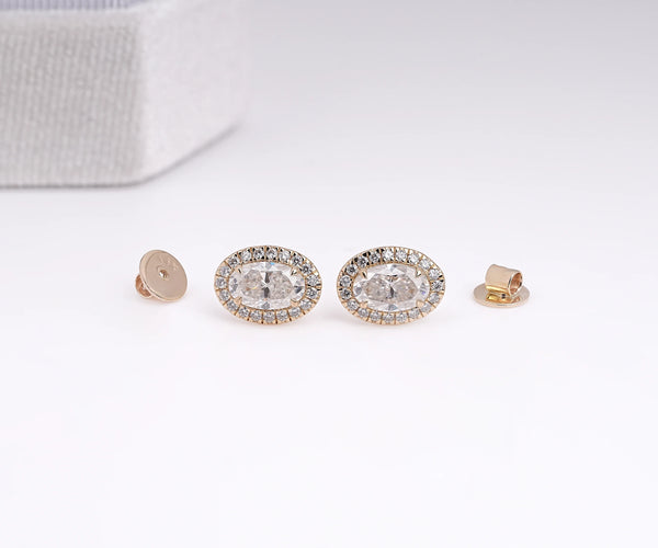 Halo Oval Shape Lab Grown Diamond Gift for Her Earrings