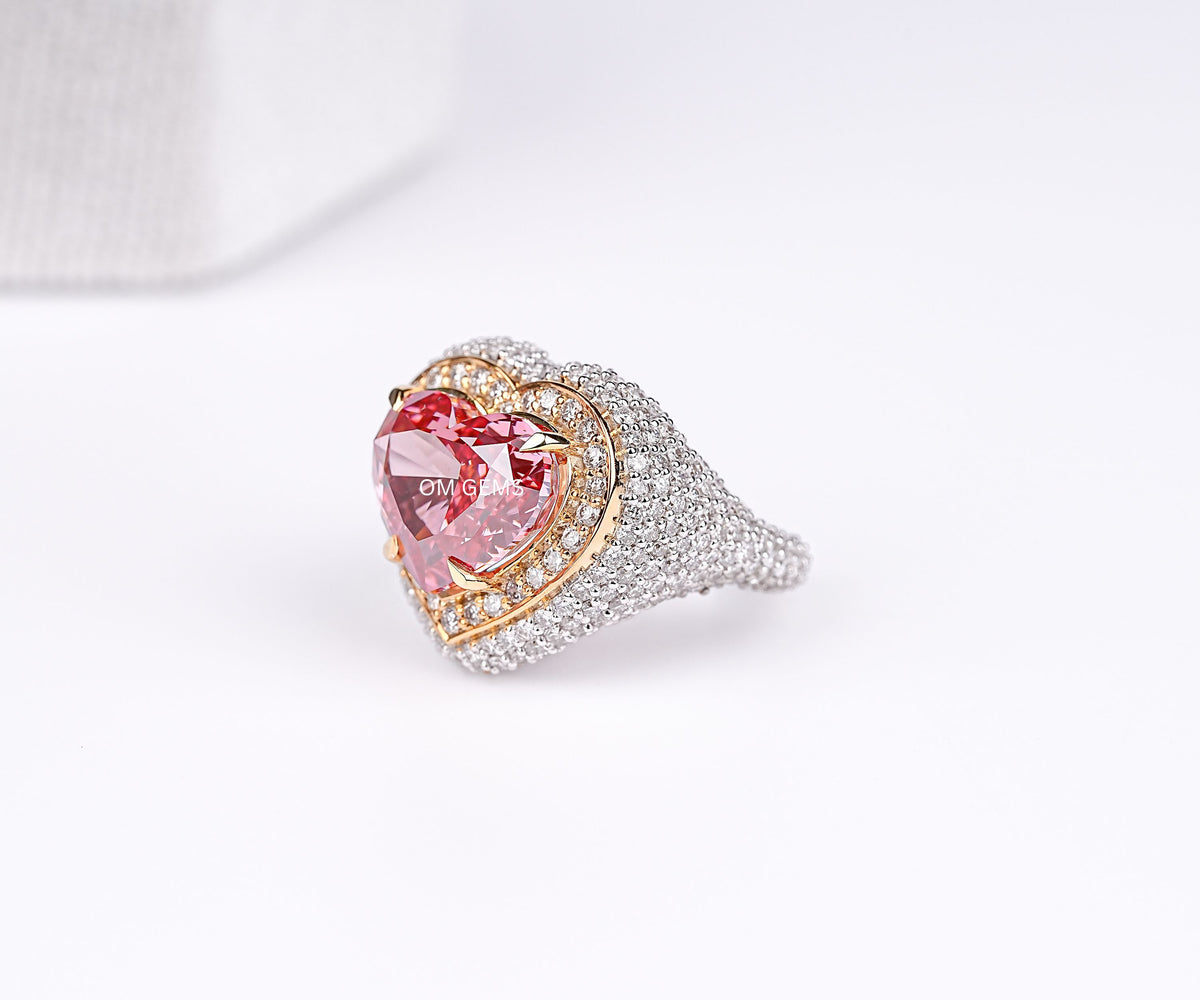 Double halo heart diamond ring
