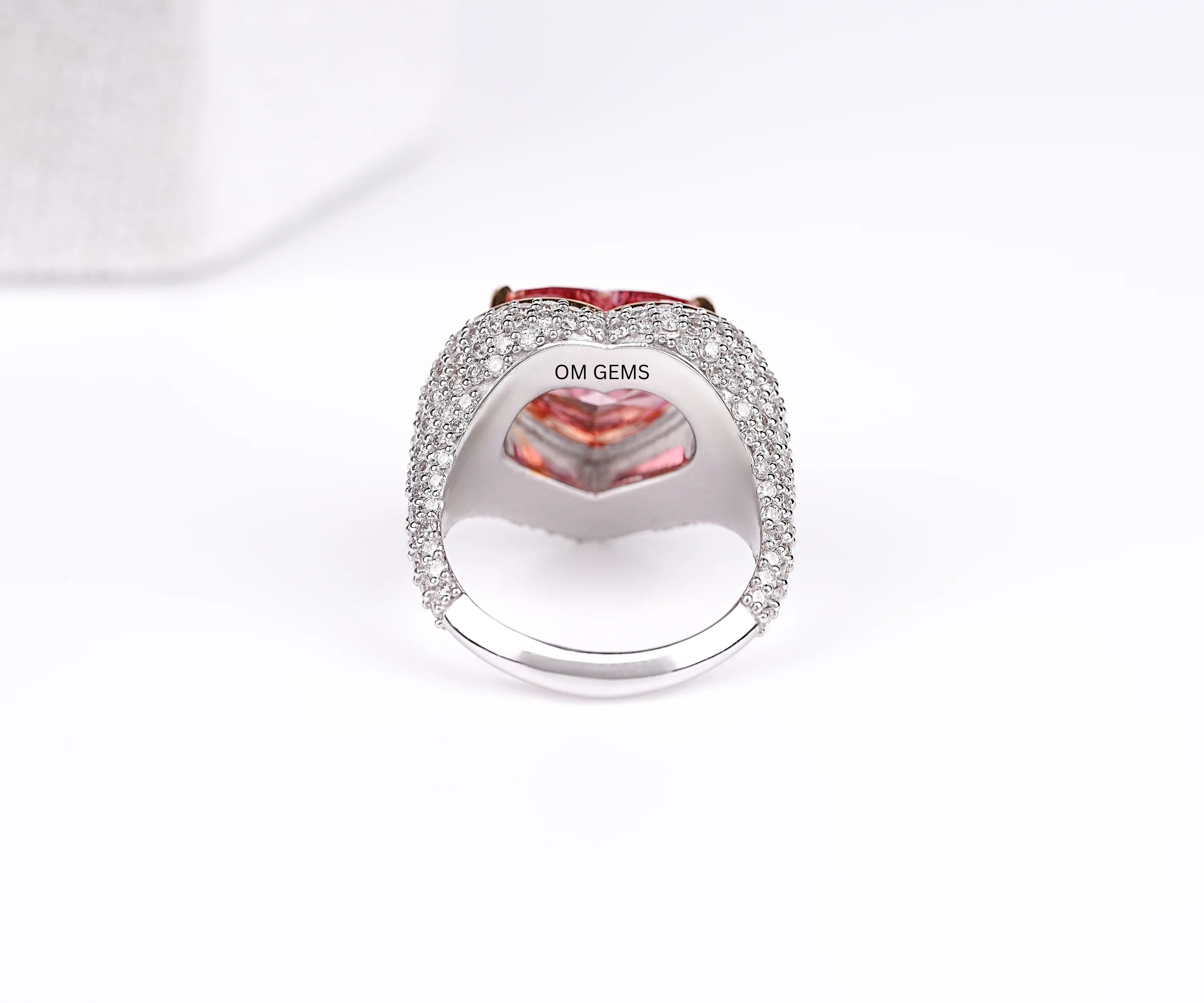 Heart Cut Fancy Pink Diamond Halo Engagement Ring