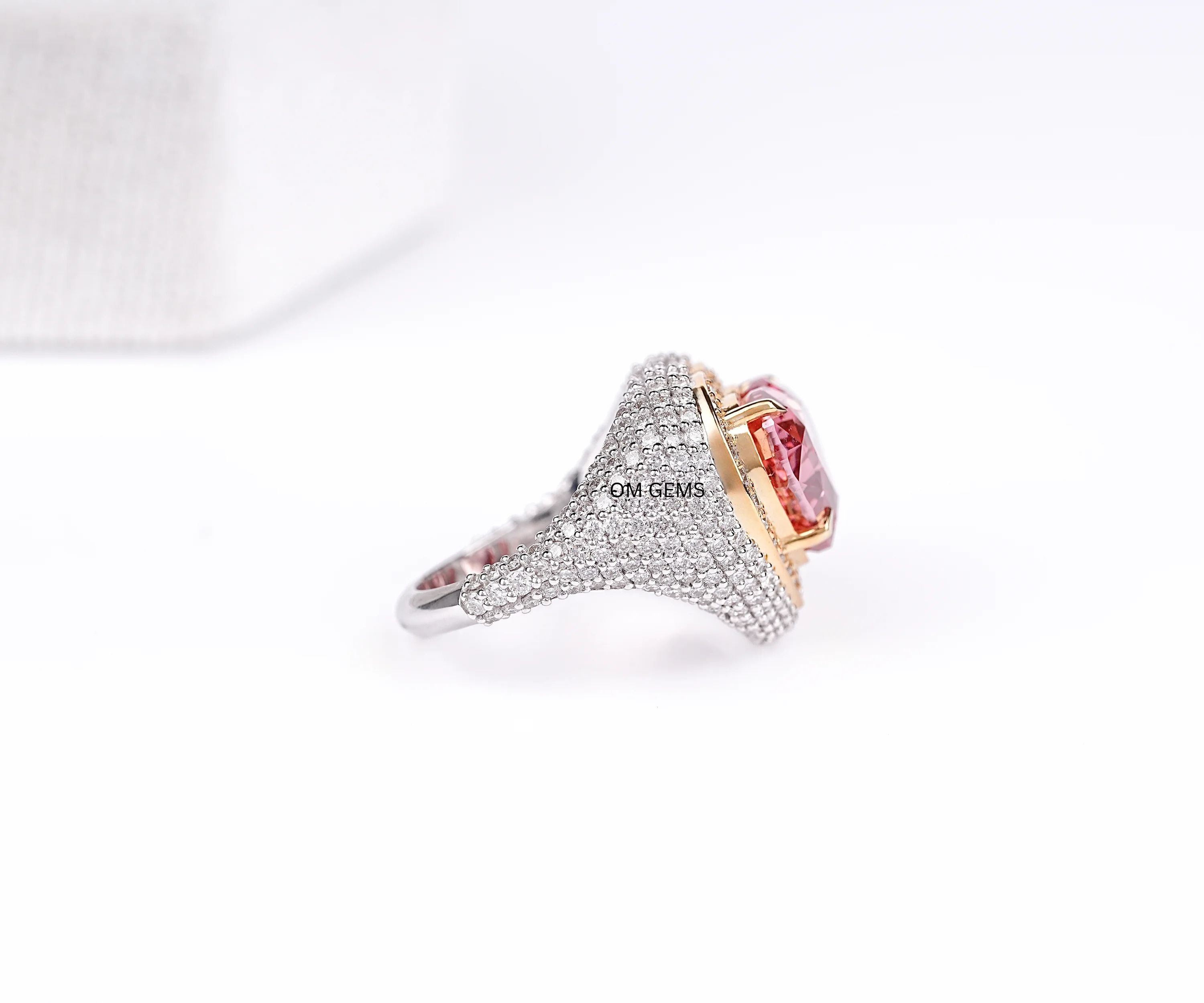 Heart Cut Fancy Pink Diamond Halo Engagement Ring