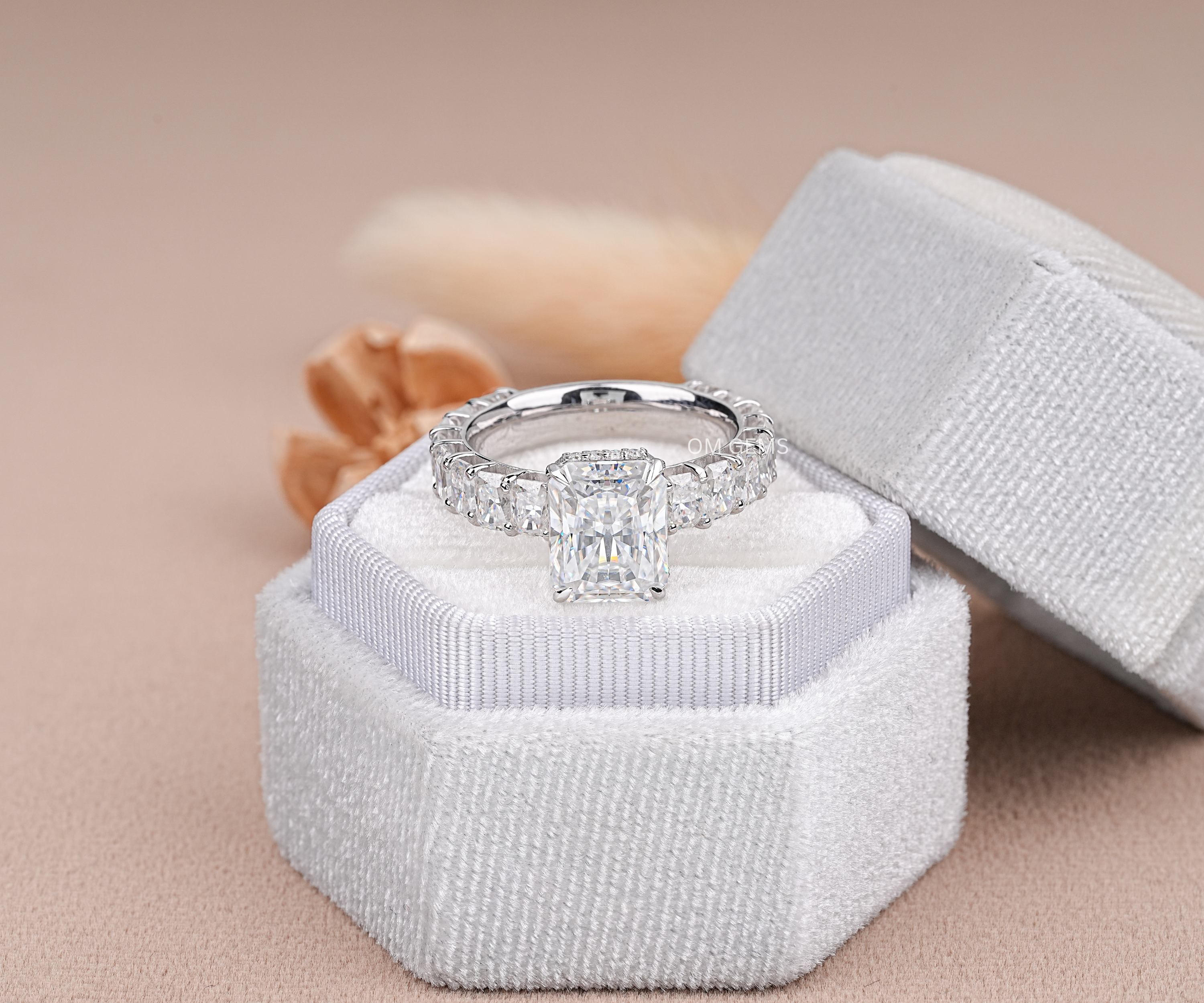Radiant Cut Lab Grown Diamond Hidden Halo Engagement Ring