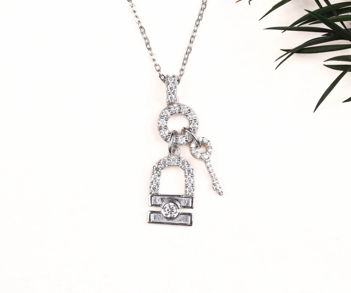 Iced Out Padlock and Key Moissanite Hip Hop Bling Jewelry Pendant