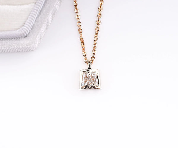 Initial Letter M Shape Lab Grown Diamond Anniversary Pendant