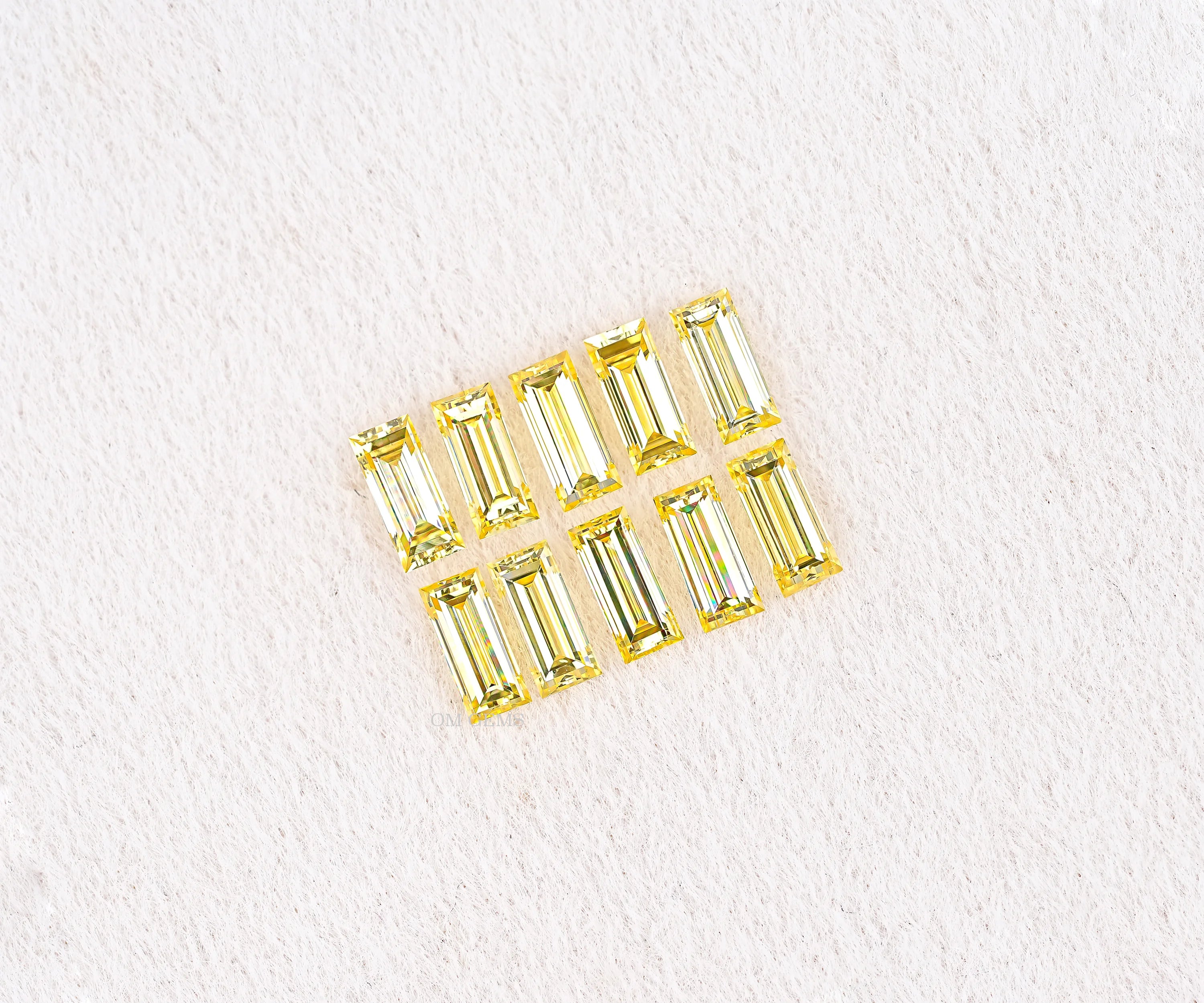 Yellow Baguette Shaped Lab Grown Melee Diamond