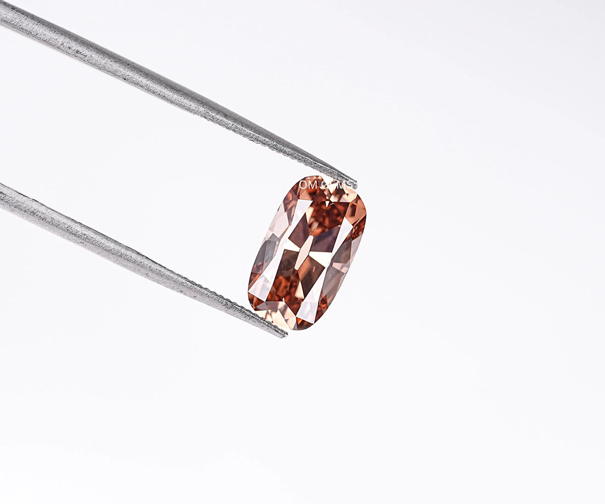 1.84 Carat Fancy Champagne Elongated Cushion Old Mine Cut Lab Created Diamond