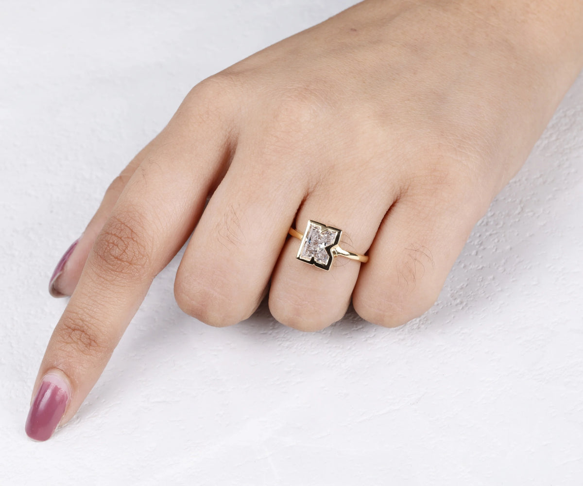 Custom K-Shaped Lab Grown Diamond Stackable Ring