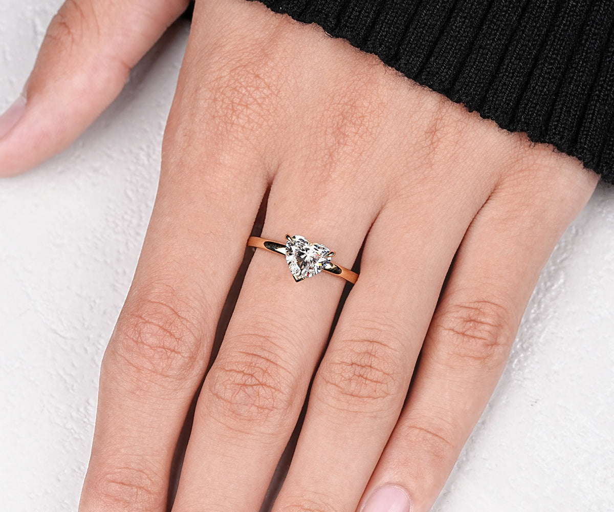 Solitaire Heart Shape Lab Grown Diamond Engagement Ring