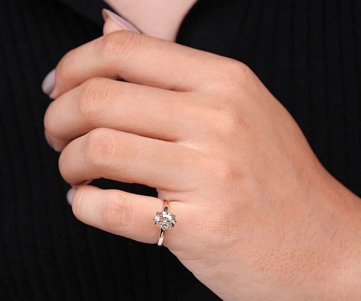 Solitaire Fancy Champagne Cushion Shape Lab Diamond Engagement Ring