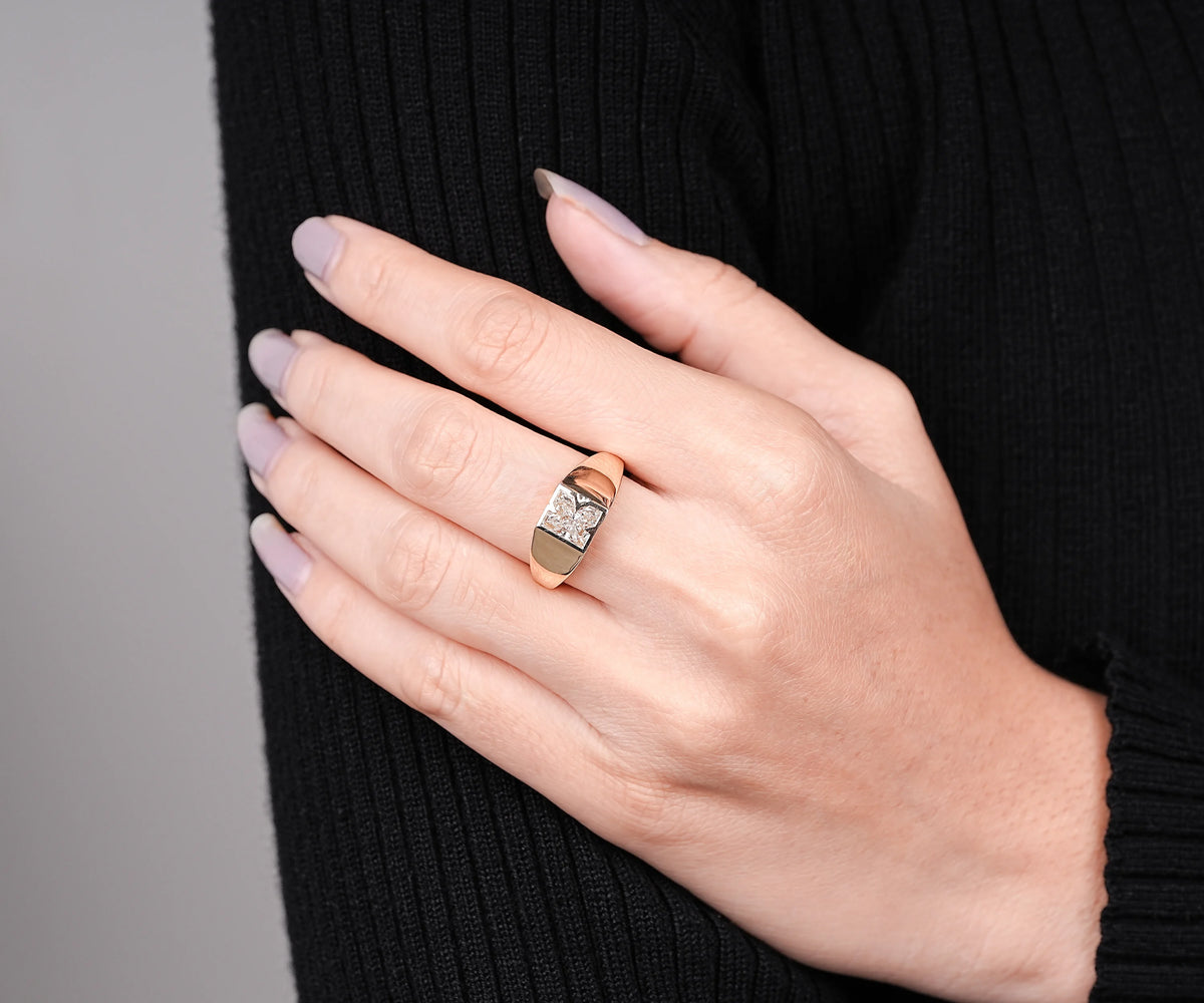 Signet K-Shaped Lab Grown Diamond Anniversary Ring