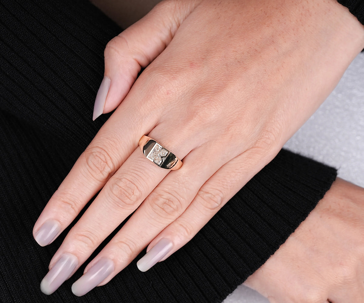 Signet K-Shaped Lab Grown Diamond Anniversary Ring