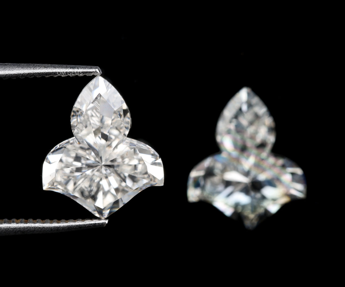 2.26 Carat Leaf Shape Full Cut Lab Grown Matched Diamond Pair