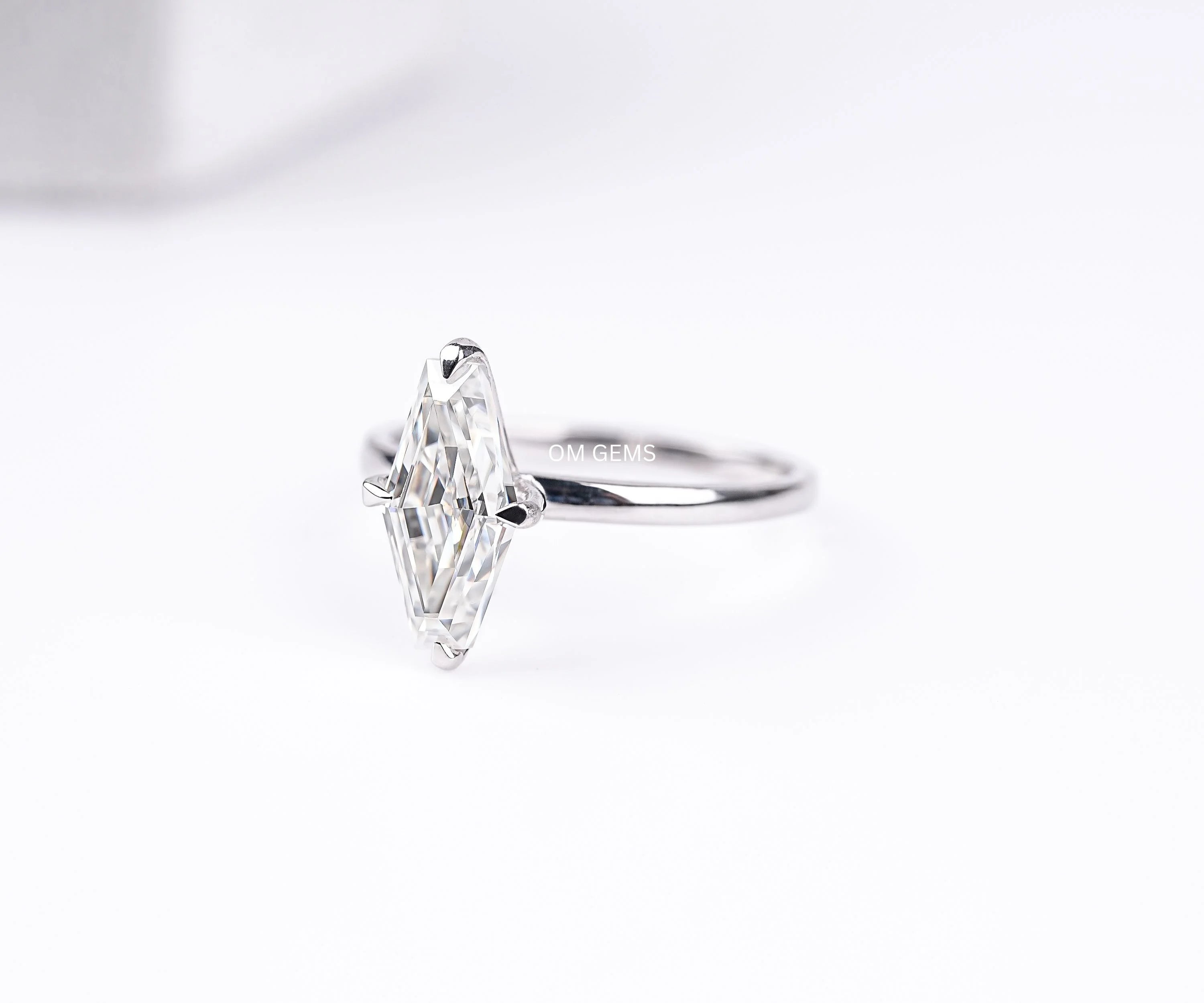 Lozenge Cut Lab Grown Diamond Ring