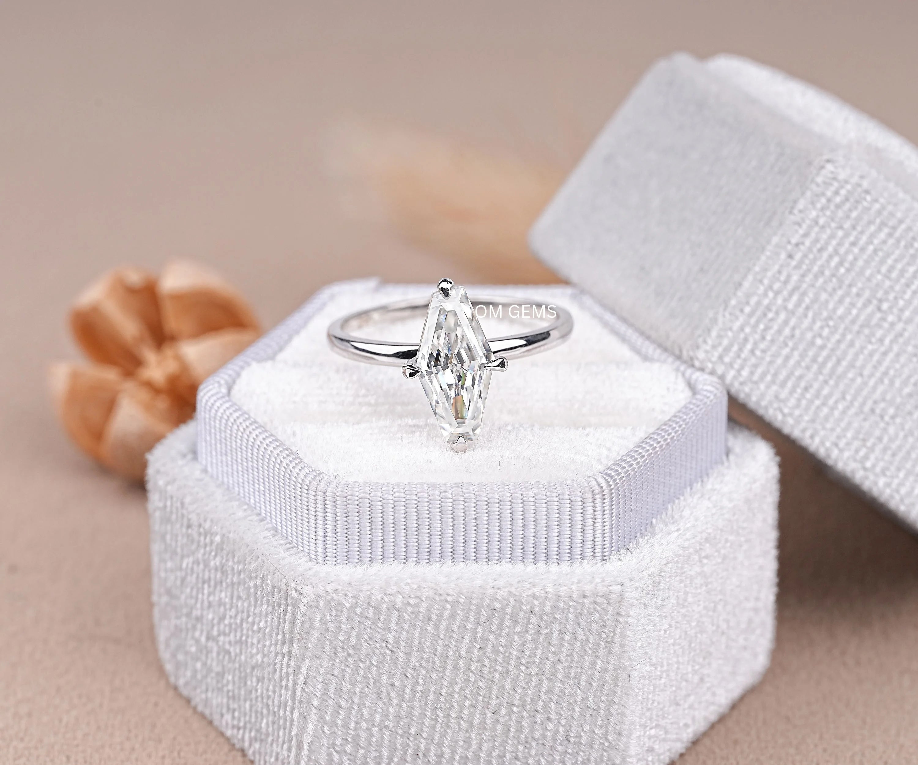 Lozenge Cut Lab Grown Diamond Ring