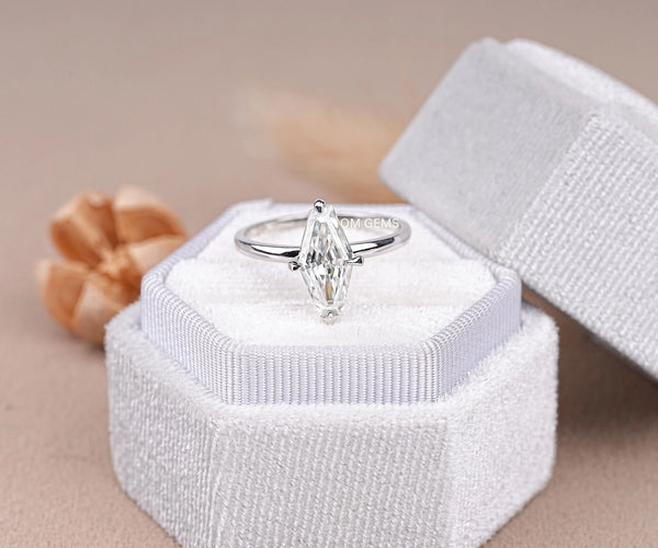 Solitaire Lozenge Shape Lab Diamond Anniversary Ring