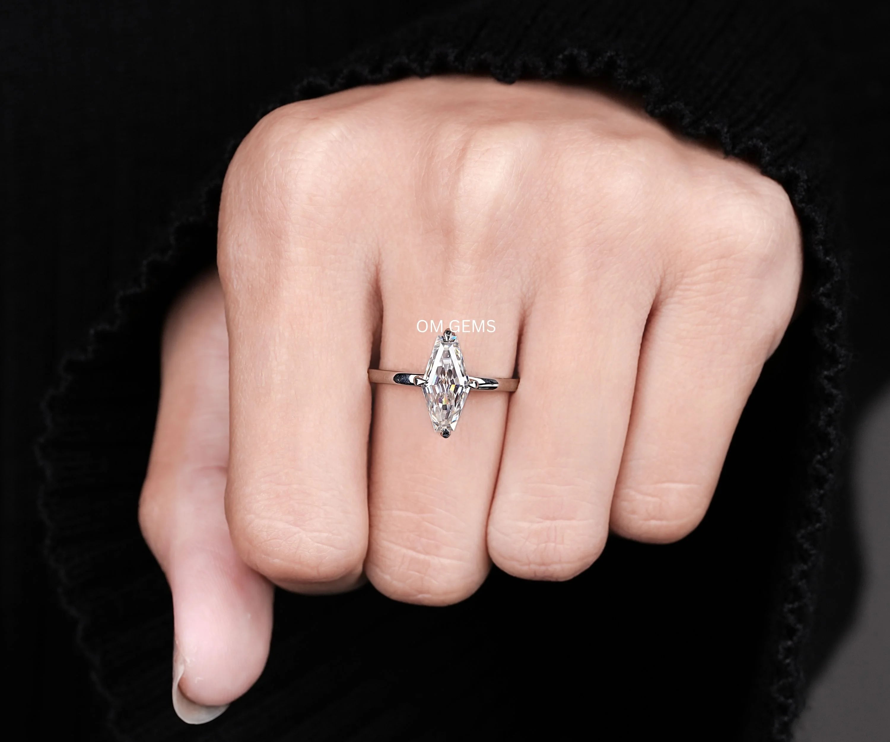 Lozenge Cut Lab Grown Diamond Ring