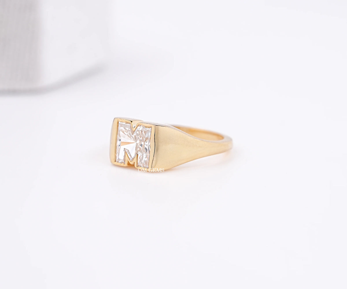 M-Shaped Lab Diamond Custom Initial Ring